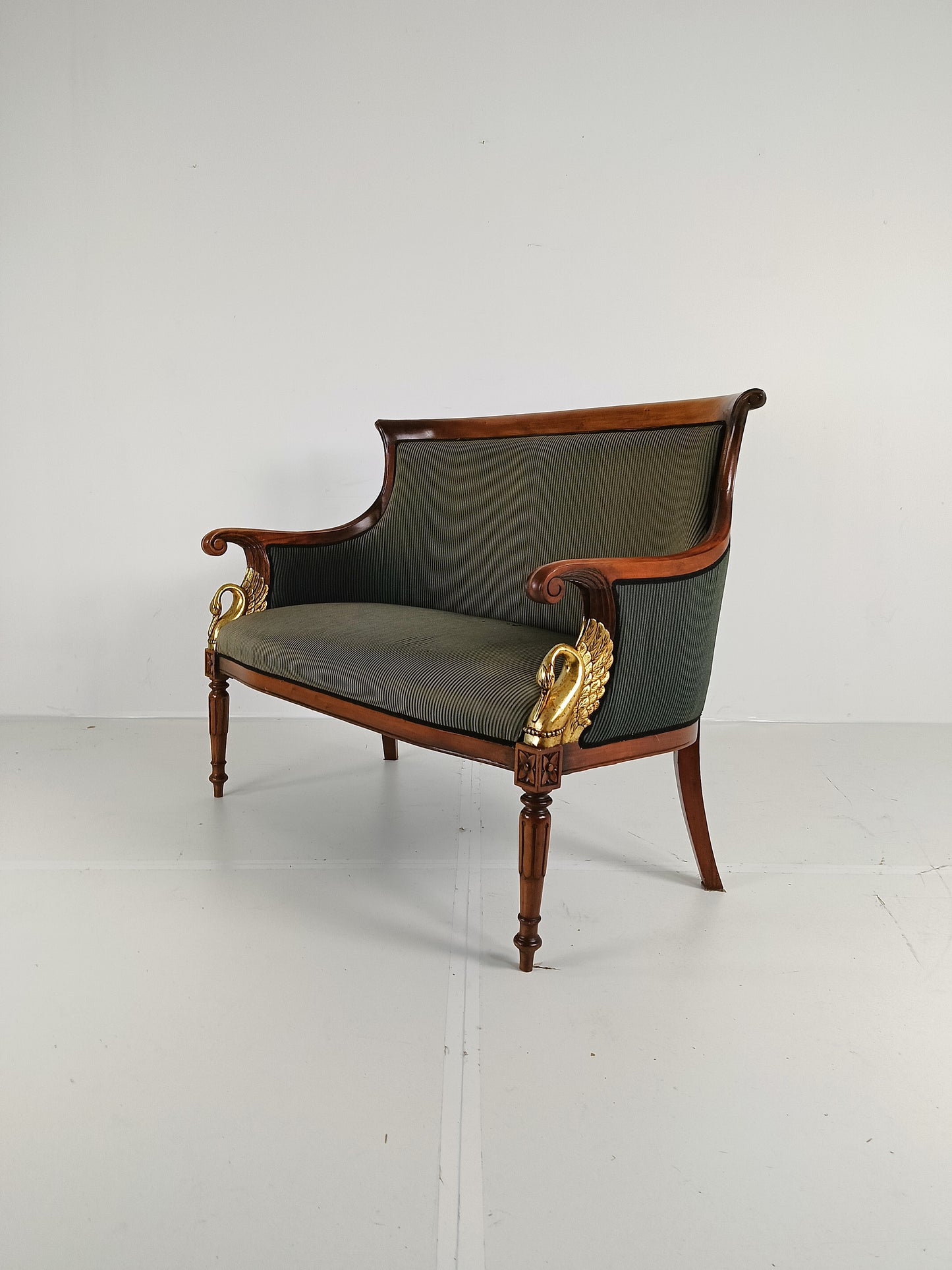 Neoclassical Carved Swan Bench