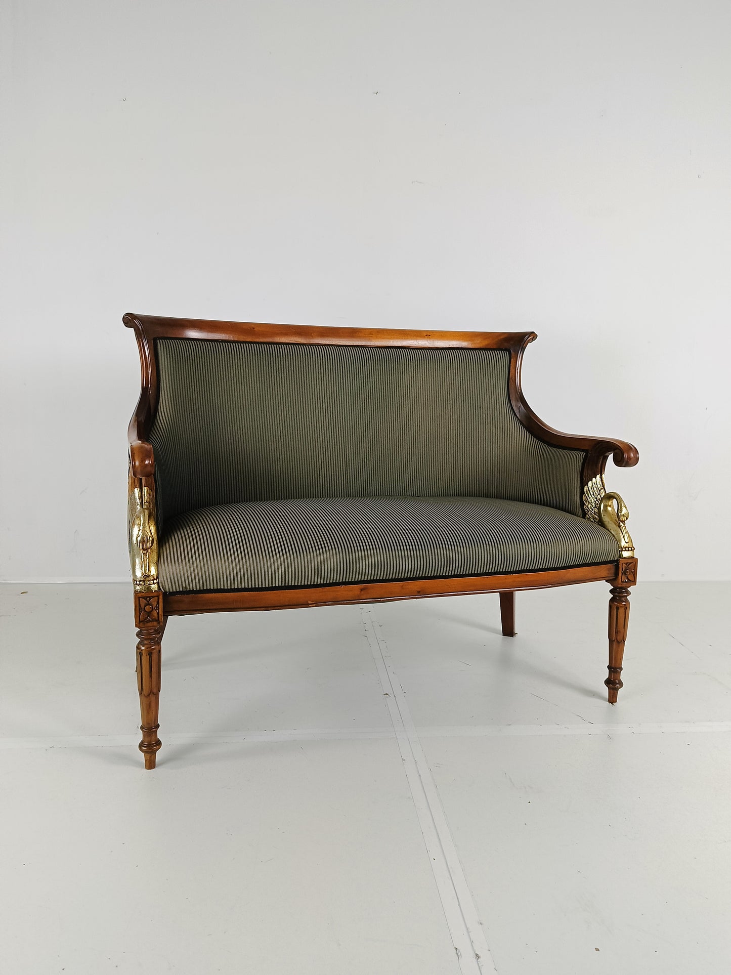 Neoclassical Carved Swan Bench
