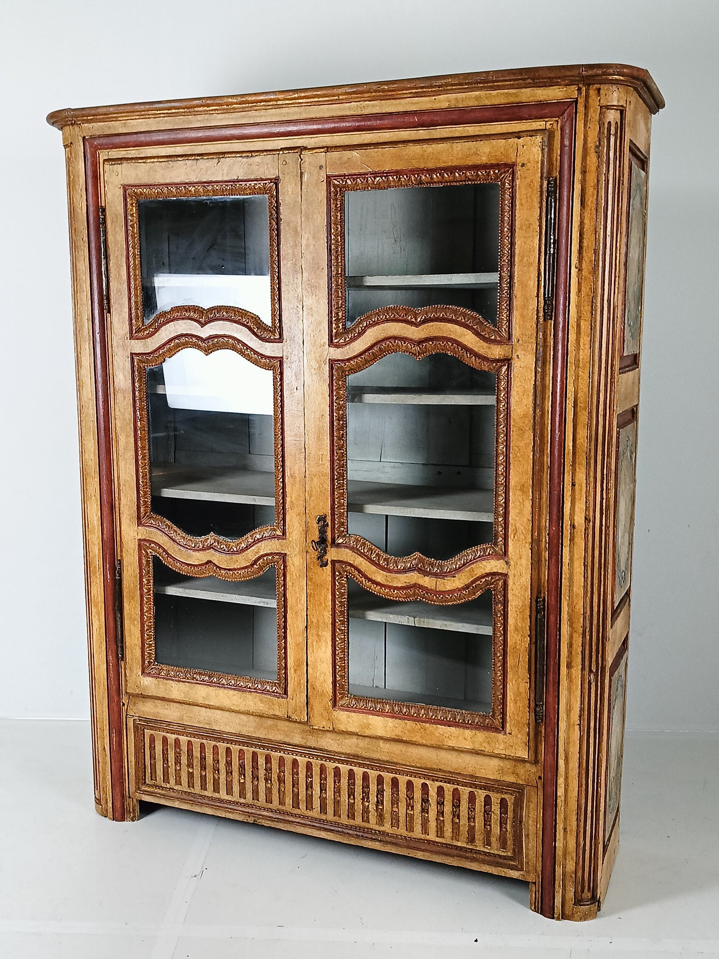Antique Painted French Display Cabinet
