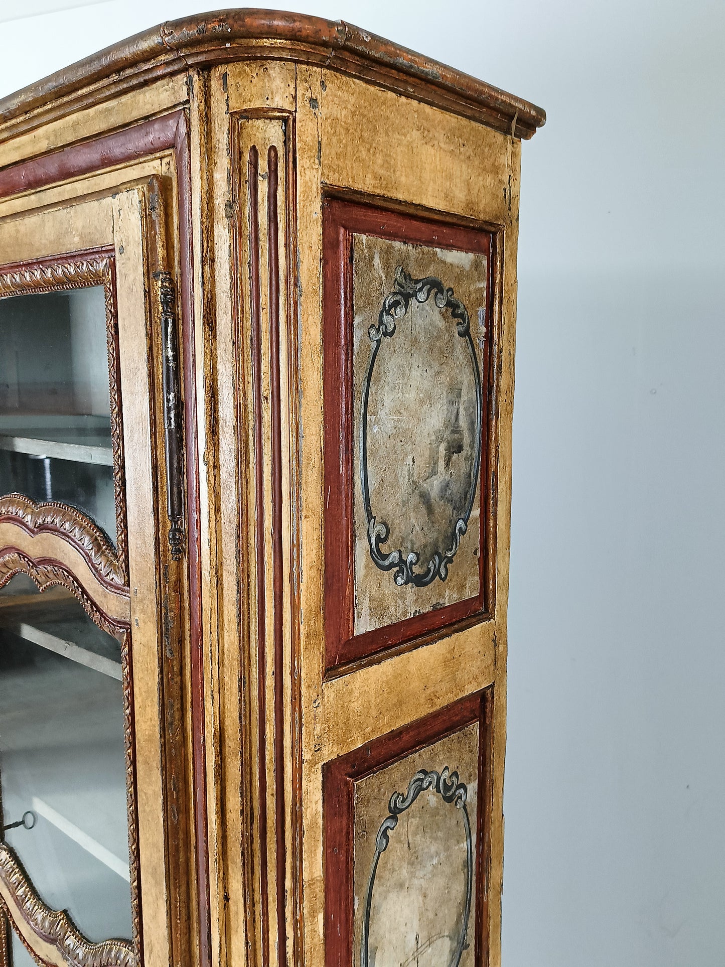 Antique Painted French Display Cabinet