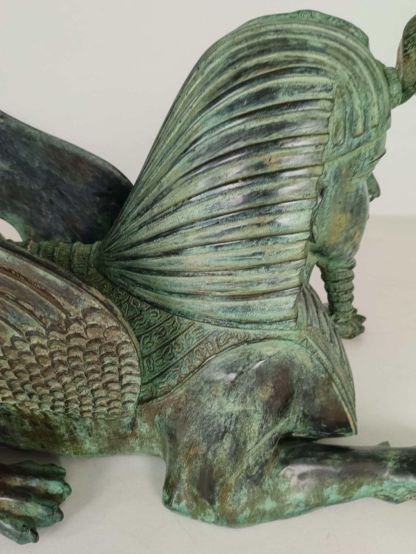 Bronze Sphinx Table With Glass Top