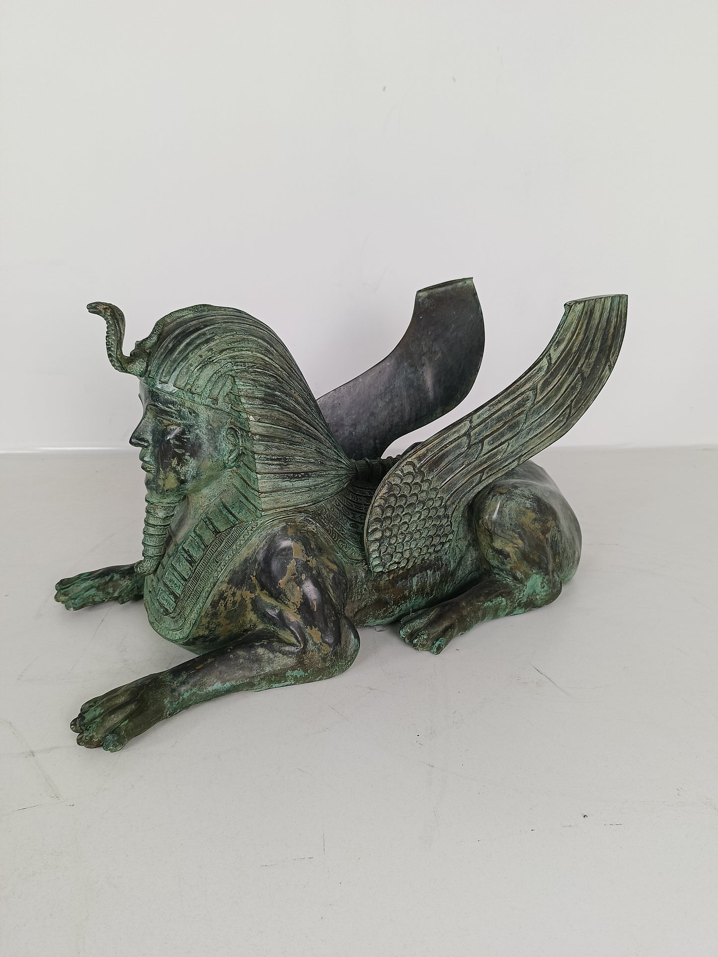 Bronze Sphinx Table With Glass Top