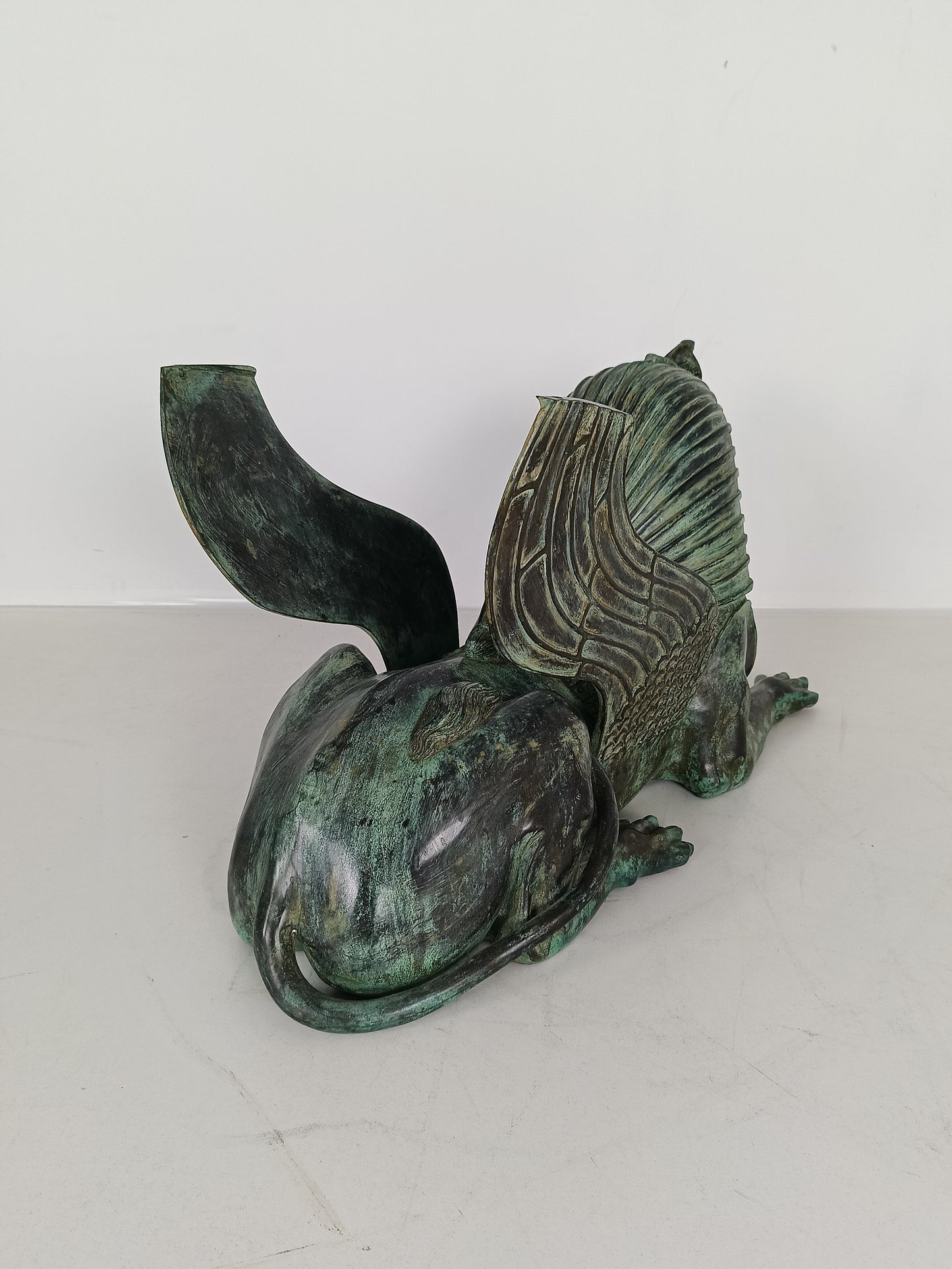 Bronze Sphinx Table With Glass Top