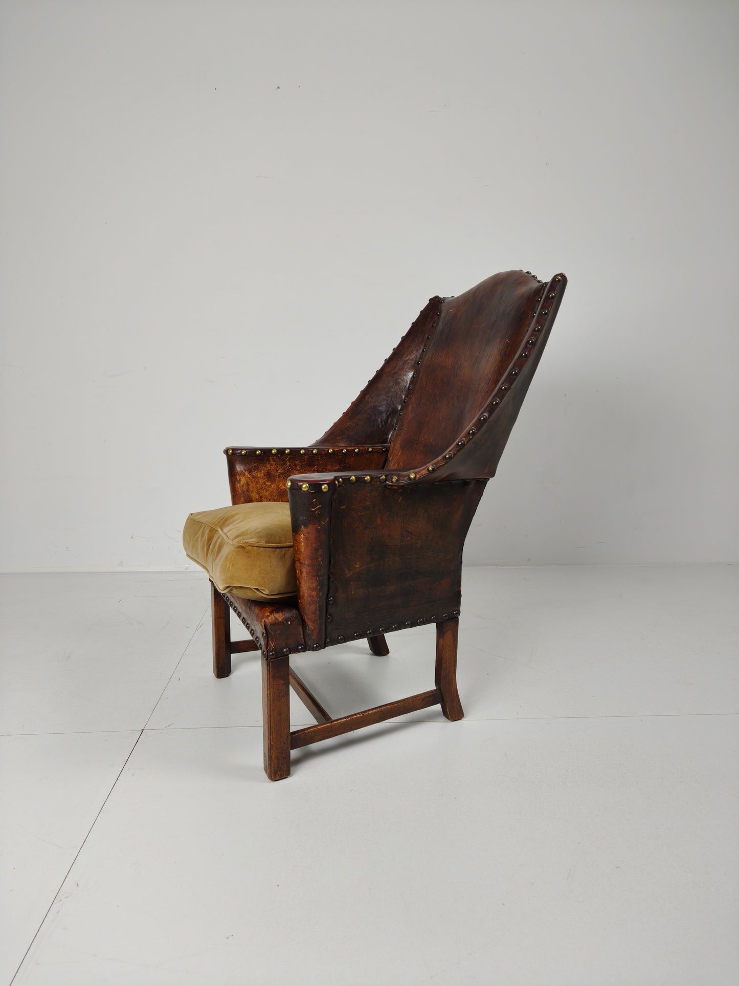 Antique Leather Armchair, England Circa 1800