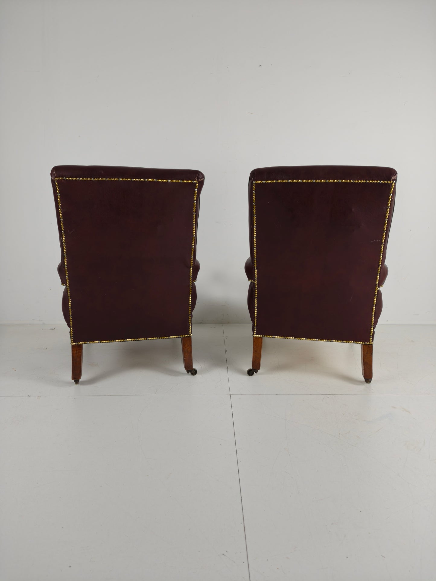 Pair of Antique Library Chairs - Original William Morris & Co Edinburgh Stamped Armchairs