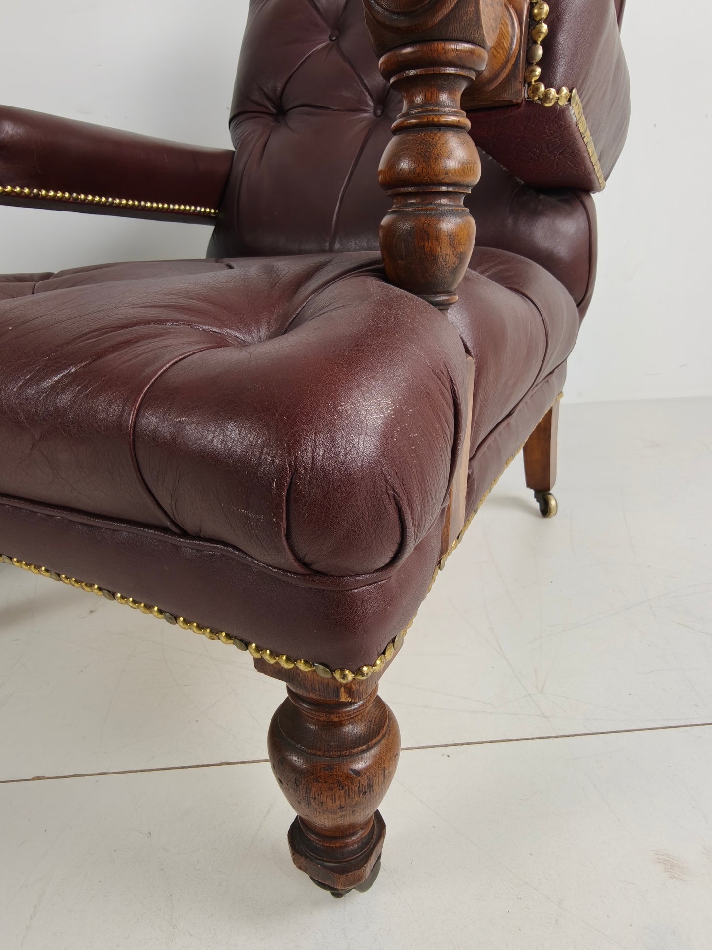 Pair of Antique Library Chairs - Original William Morris & Co Edinburgh Stamped Armchairs