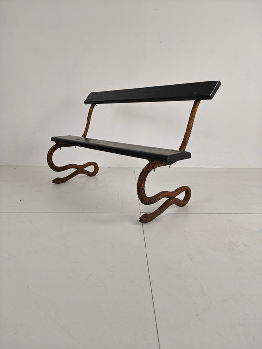Antique Victorian Cast Iron Snake Garden Bench