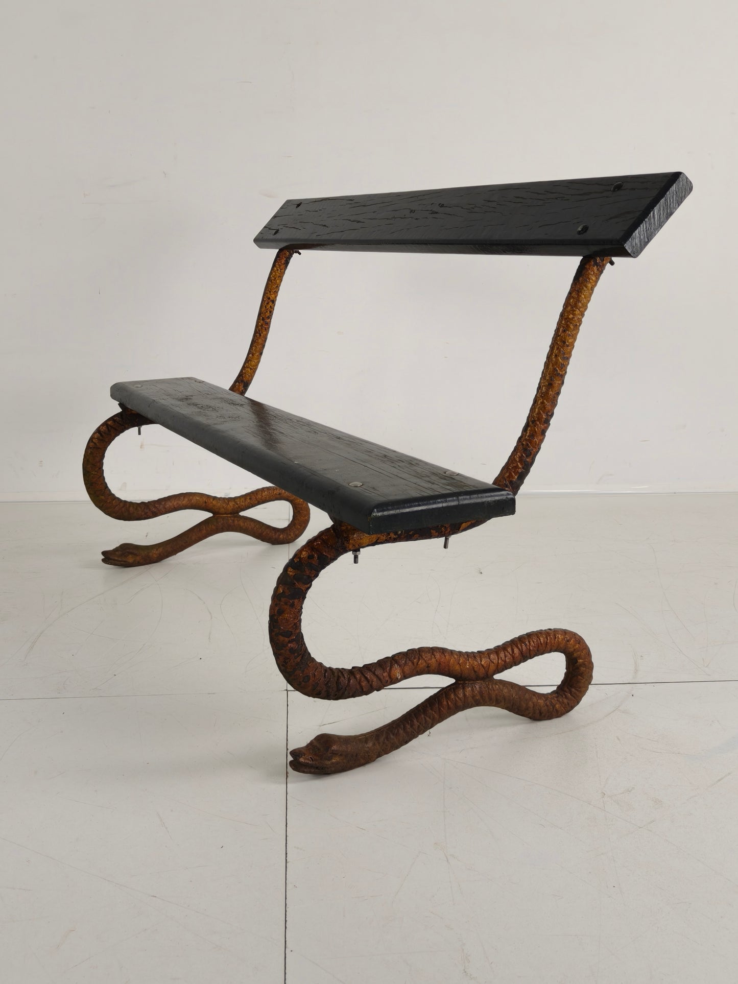 Antique Victorian Cast Iron Snake Garden Bench