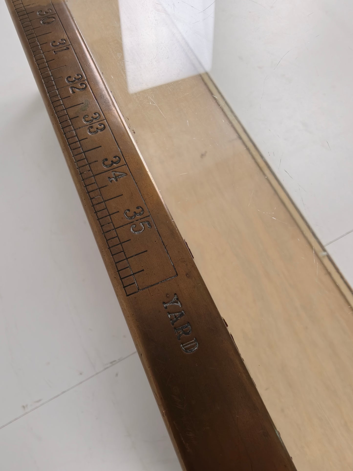 Antique English Brass Store Counter – Slim Model with Yard Measurements