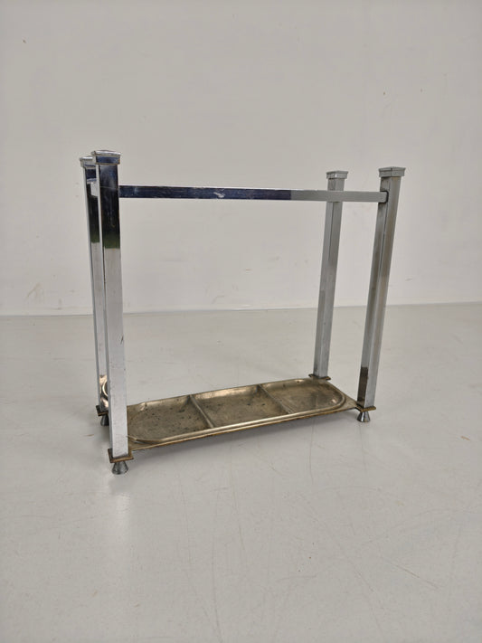 Chrome Art Deco Umbrella/Walking Stick Stand – Small Model