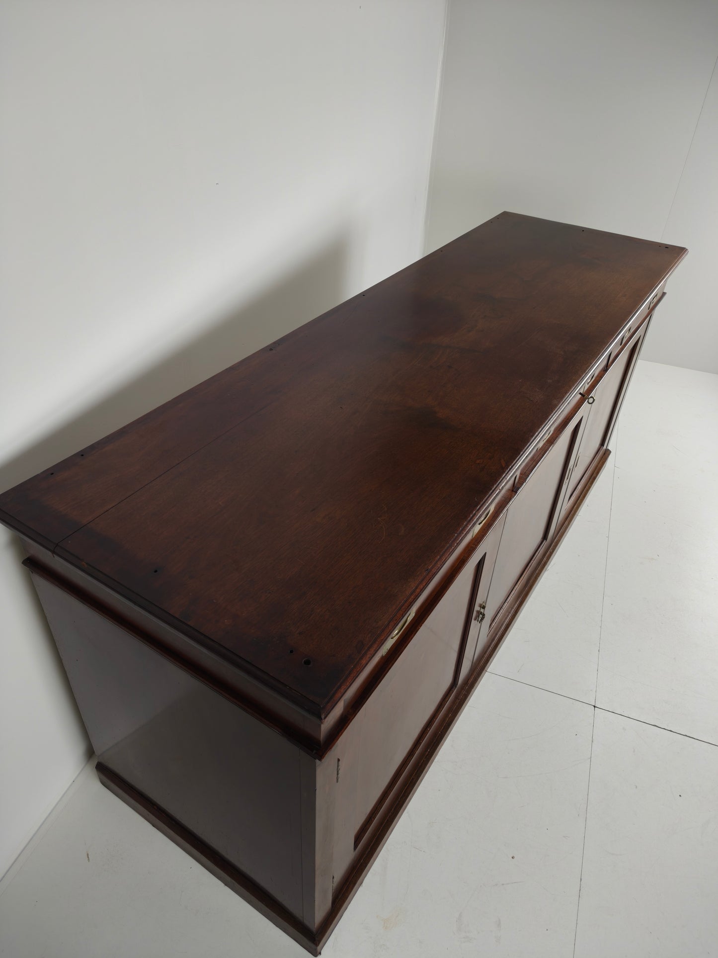 Early 20th-Century English Mahogany Dresser / Sideboard – Brass Campaign Hardware