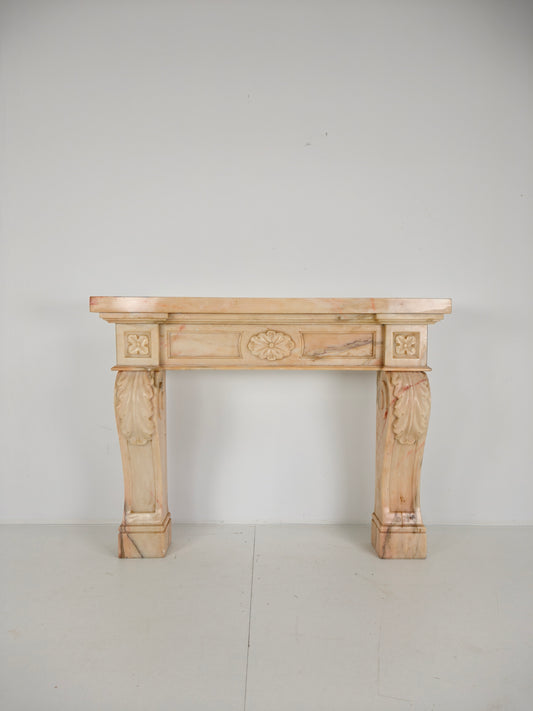 Beautiful Italian Marble Fireplace Mantel – Floral & Leaf Motif | c.1920