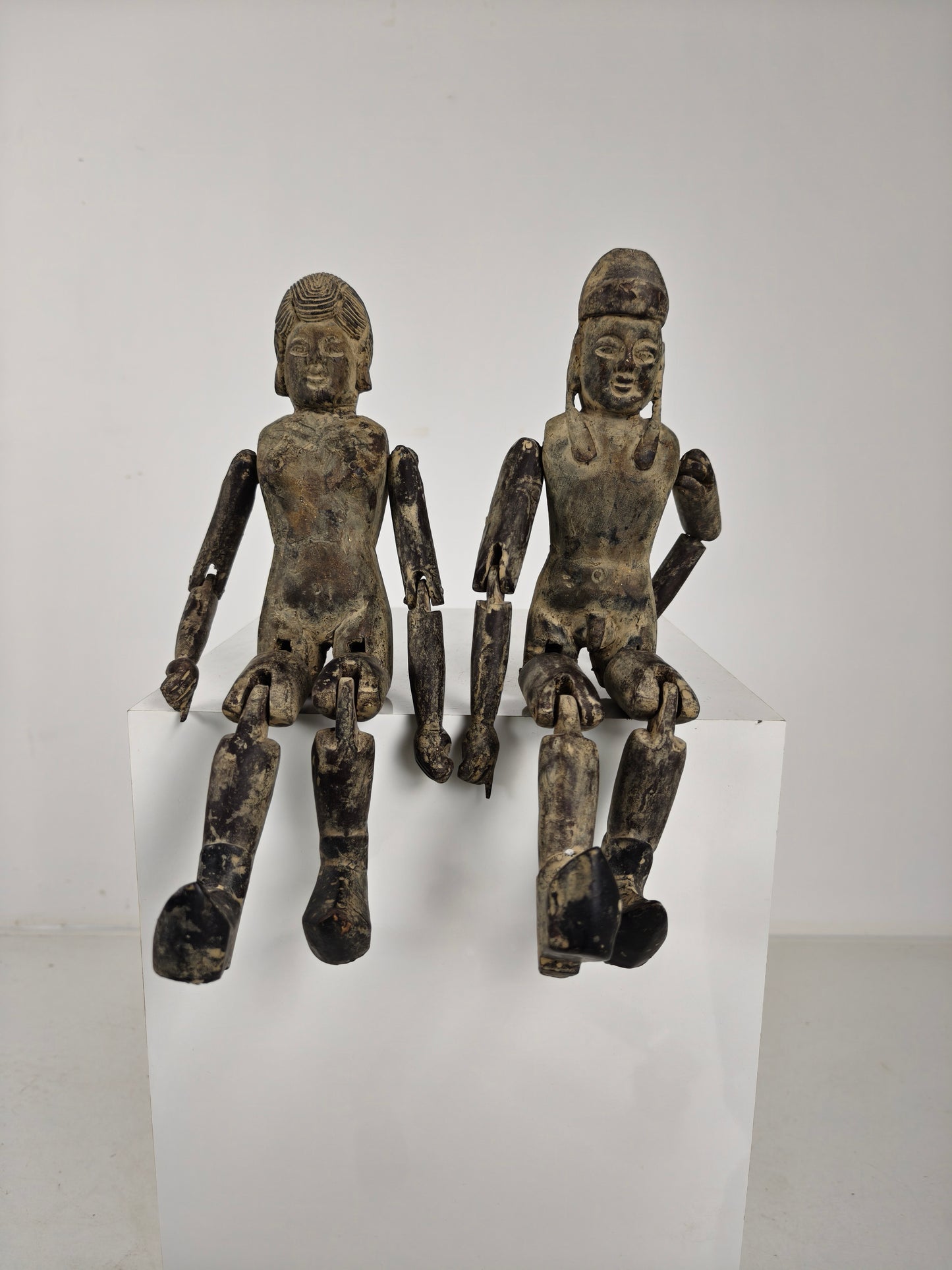 Antique Pair of Chinese Wooden Fertility Dolls – Boy & Girl Figures