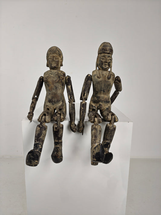 Antique Pair of Chinese Wooden Fertility Dolls – Boy & Girl Figures
