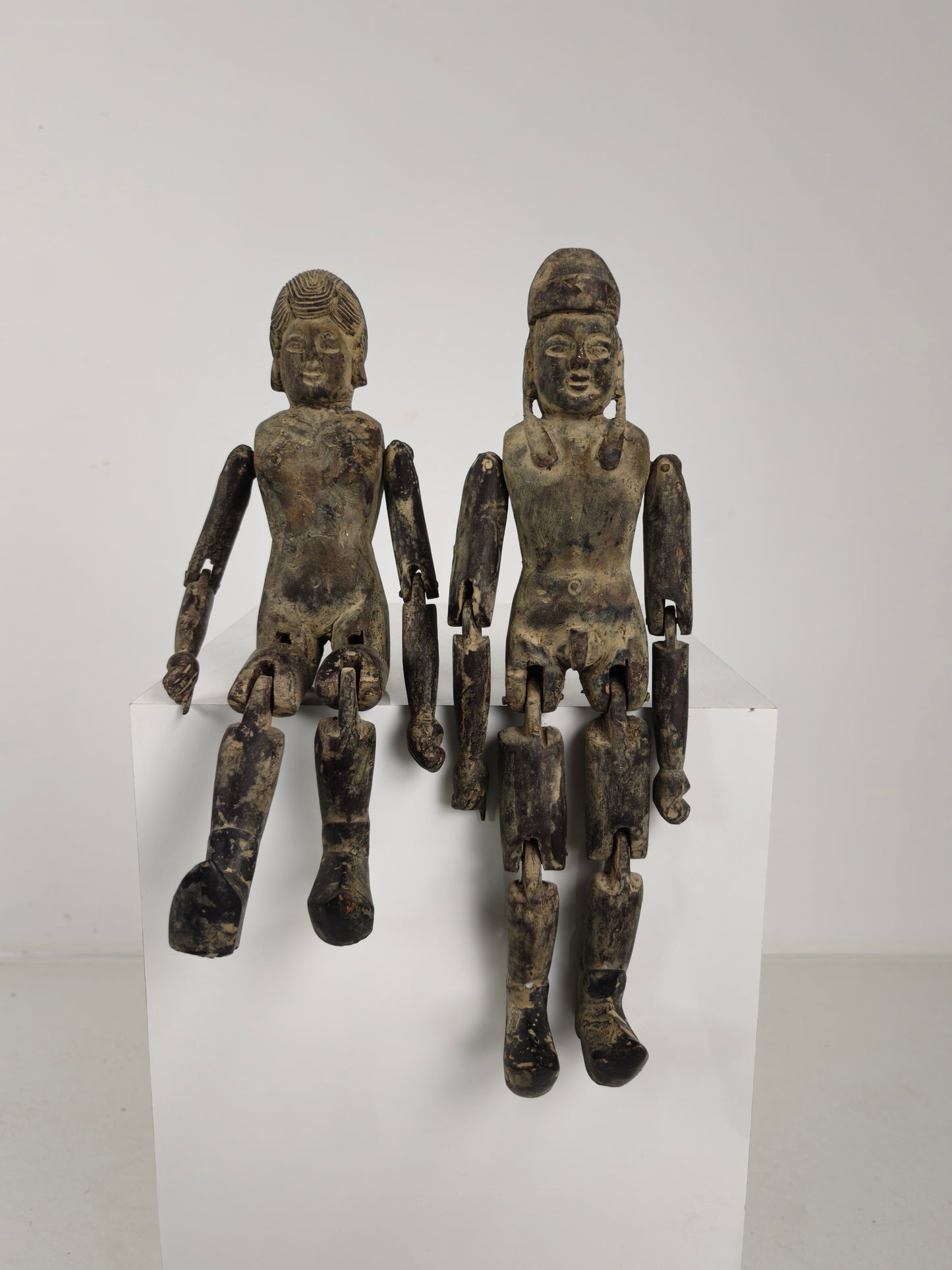 Antique Pair of Chinese Wooden Fertility Dolls – Boy & Girl Figures
