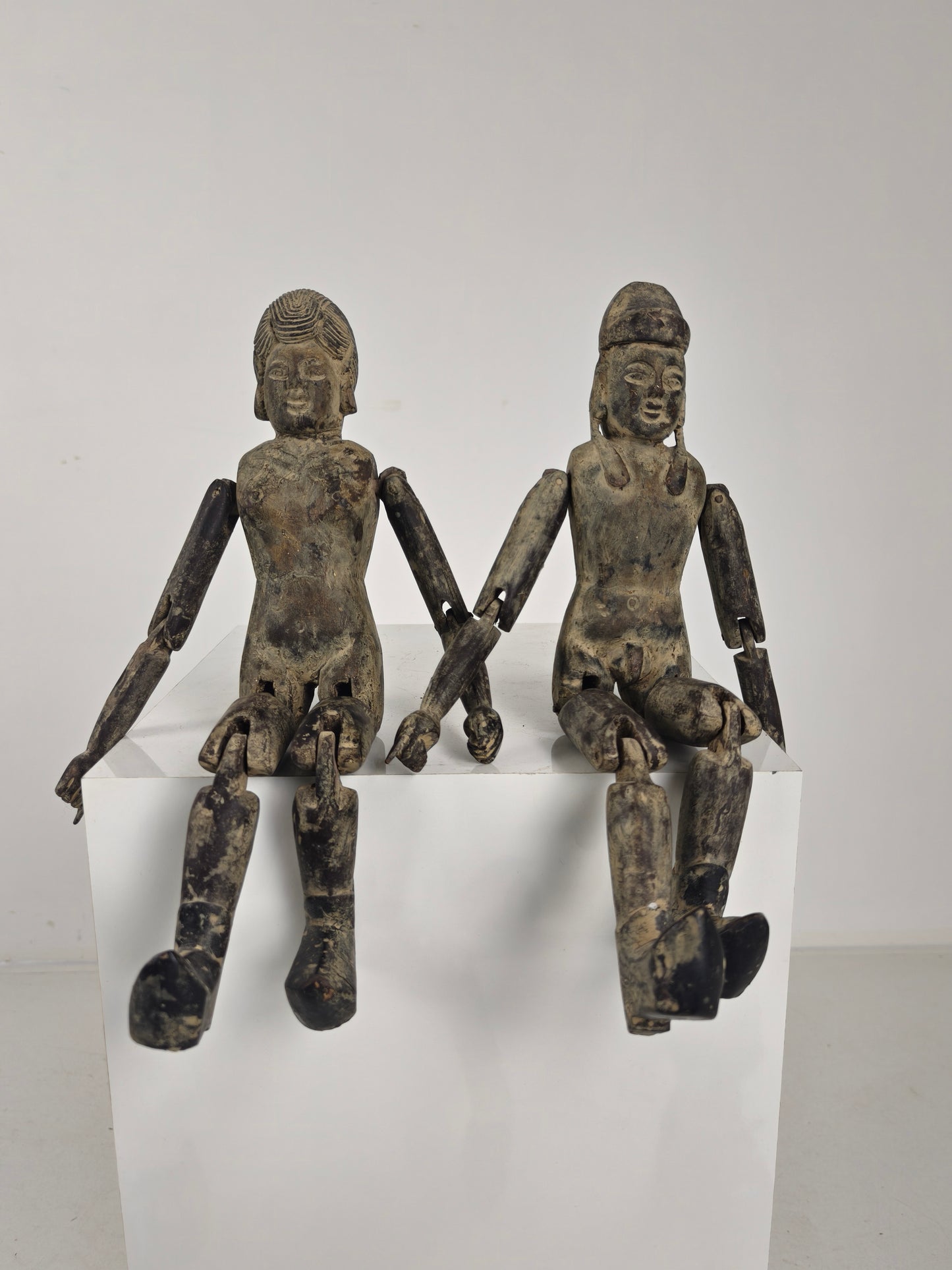 Antique Pair of Chinese Wooden Fertility Dolls – Boy & Girl Figures