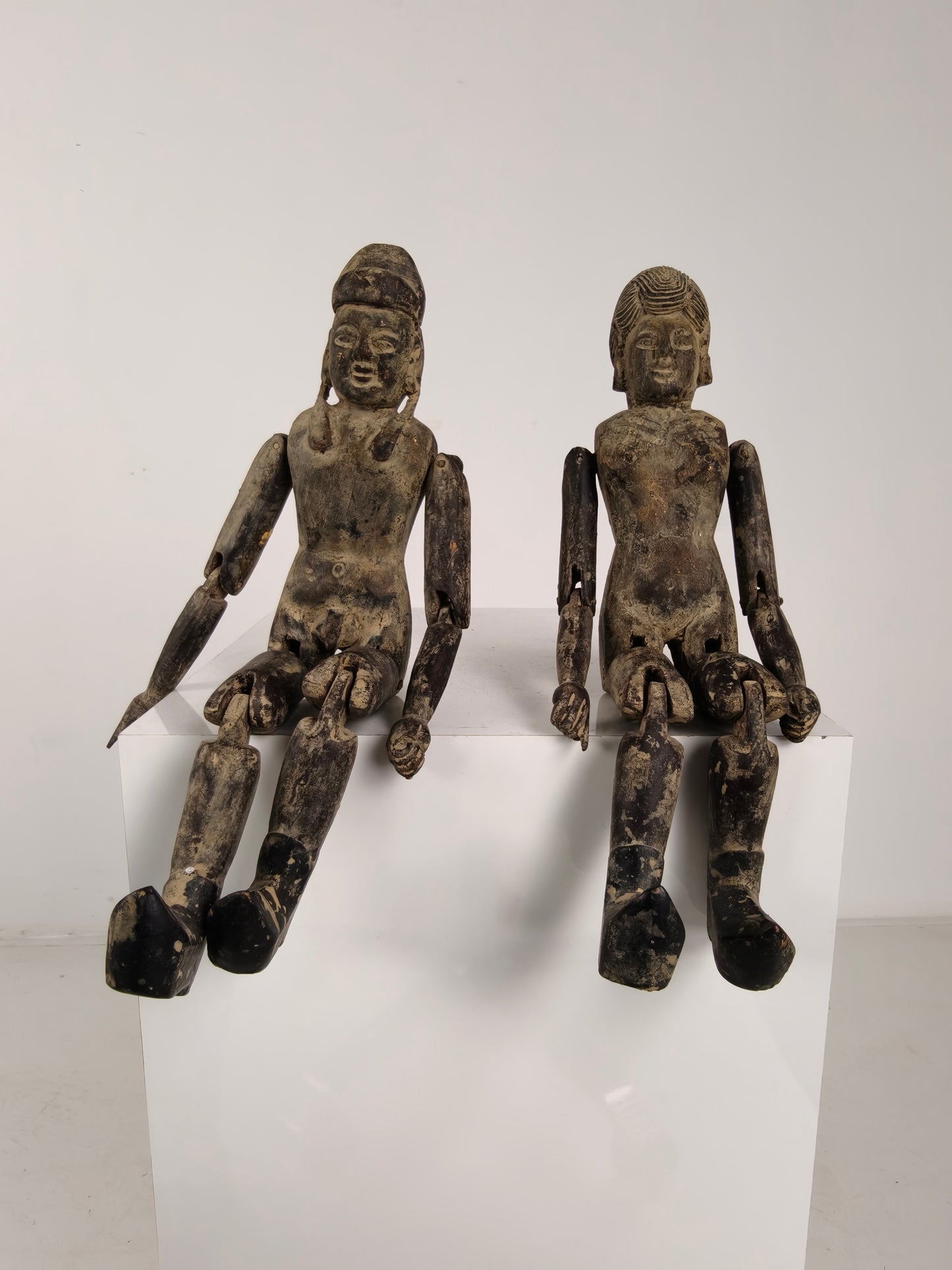 Antique Pair of Chinese Wooden Fertility Dolls – Boy & Girl Figures