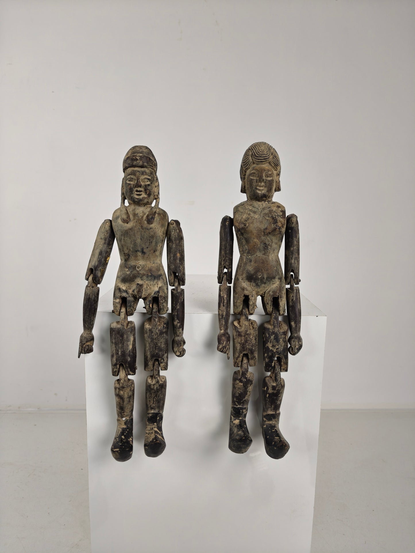 Antique Pair of Chinese Wooden Fertility Dolls – Boy & Girl Figures