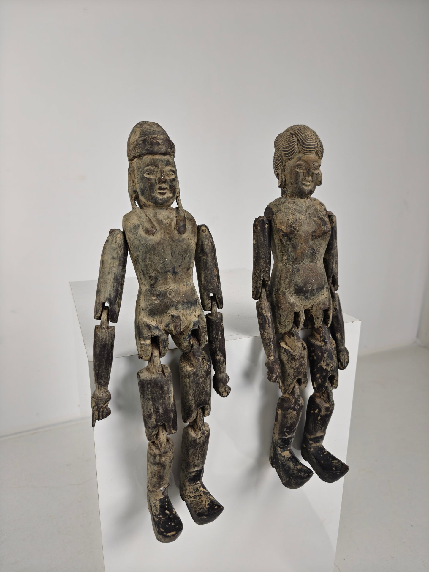 Antique Pair of Chinese Wooden Fertility Dolls – Boy & Girl Figures