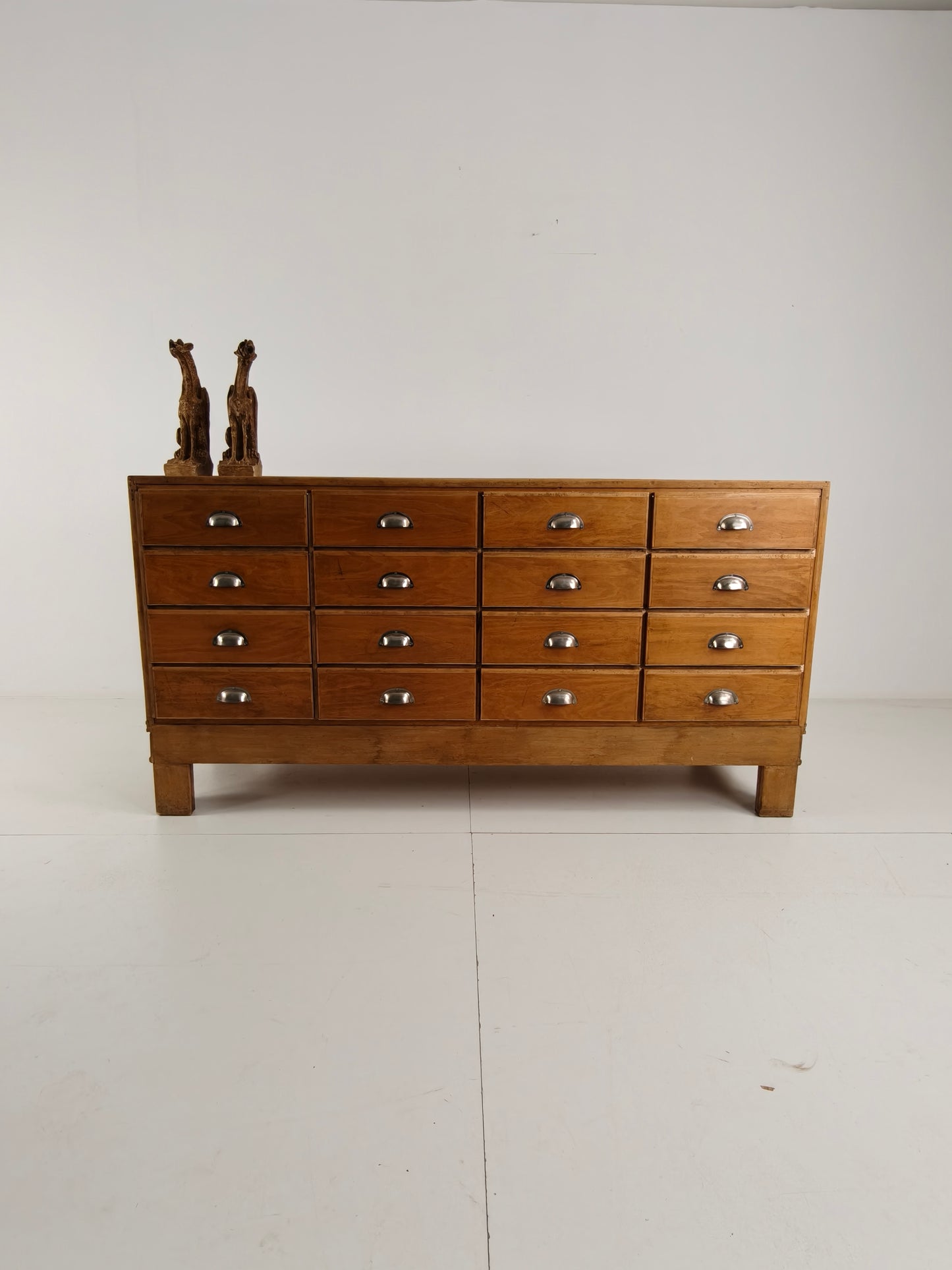 Antique English Oak & Glass Shop Counter Cabinet / Haberdashery Vitrine – c.1920