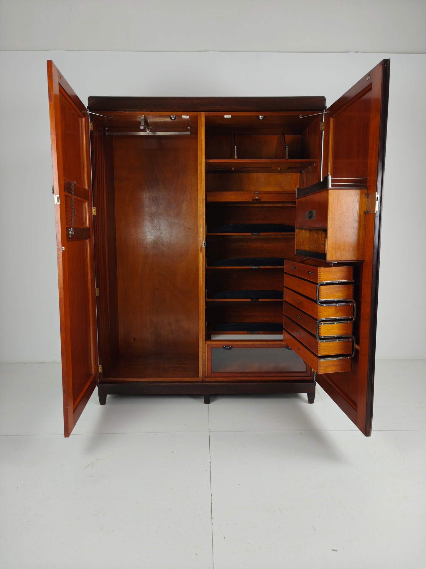 Beautiful English Art Deco 1920s Compactom Ltd Gentleman’s Wardrobe
