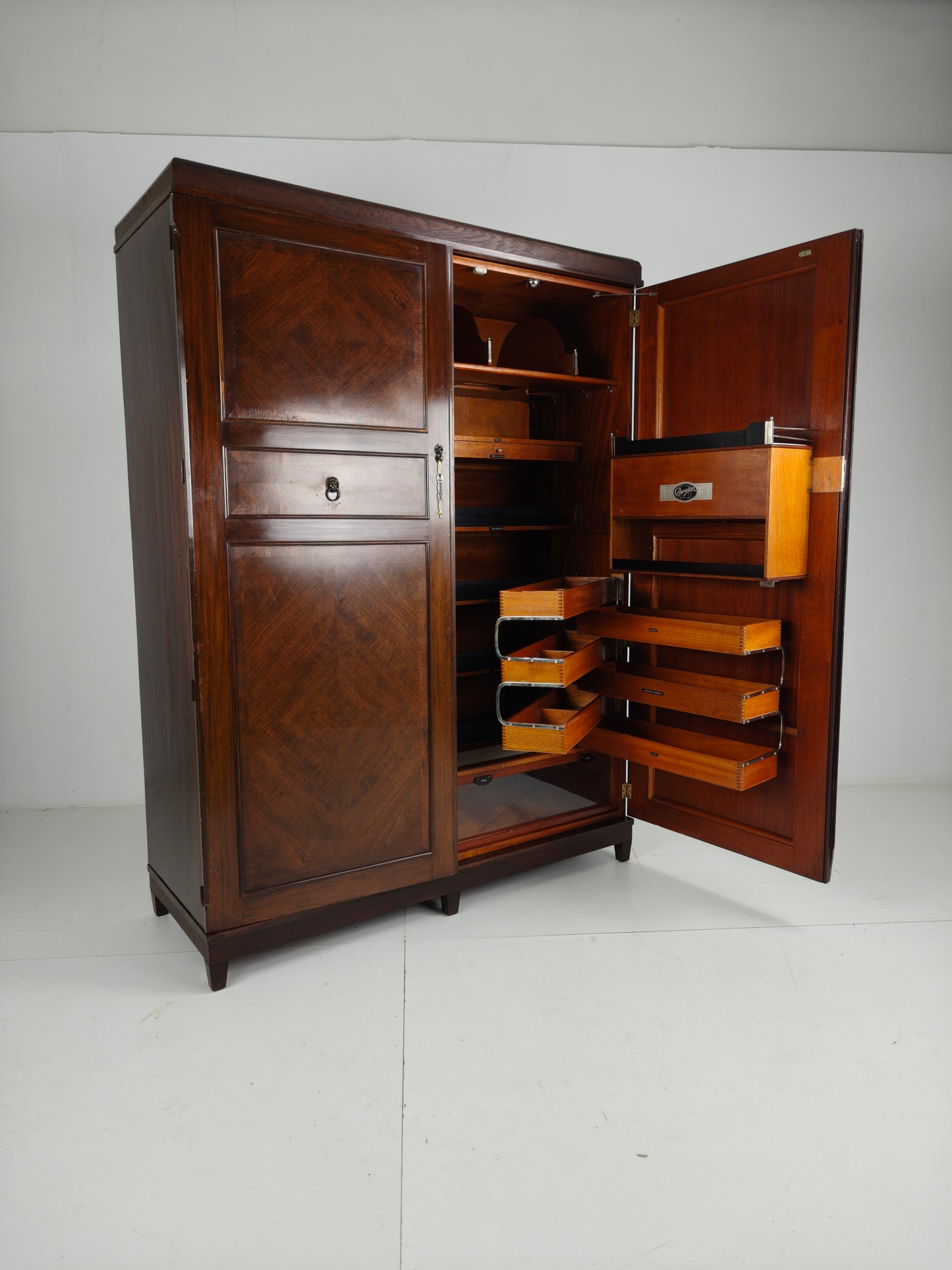 Beautiful English Art Deco 1920s Compactom Ltd Gentleman’s Wardrobe