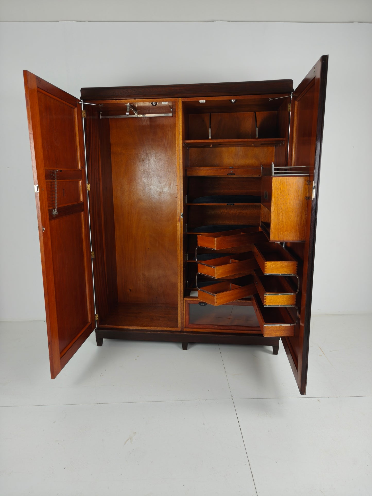 Beautiful English Art Deco 1920s Compactom Ltd Gentleman’s Wardrobe