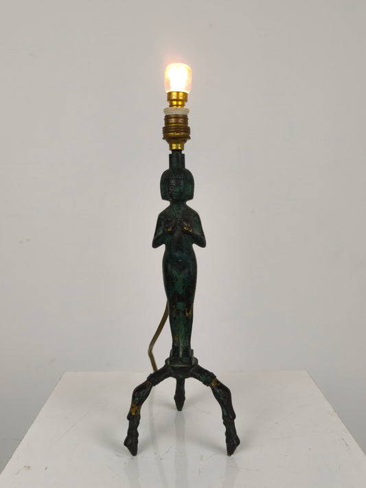 Beautiful Bronze Egyptian Lady Table Lamp 20th