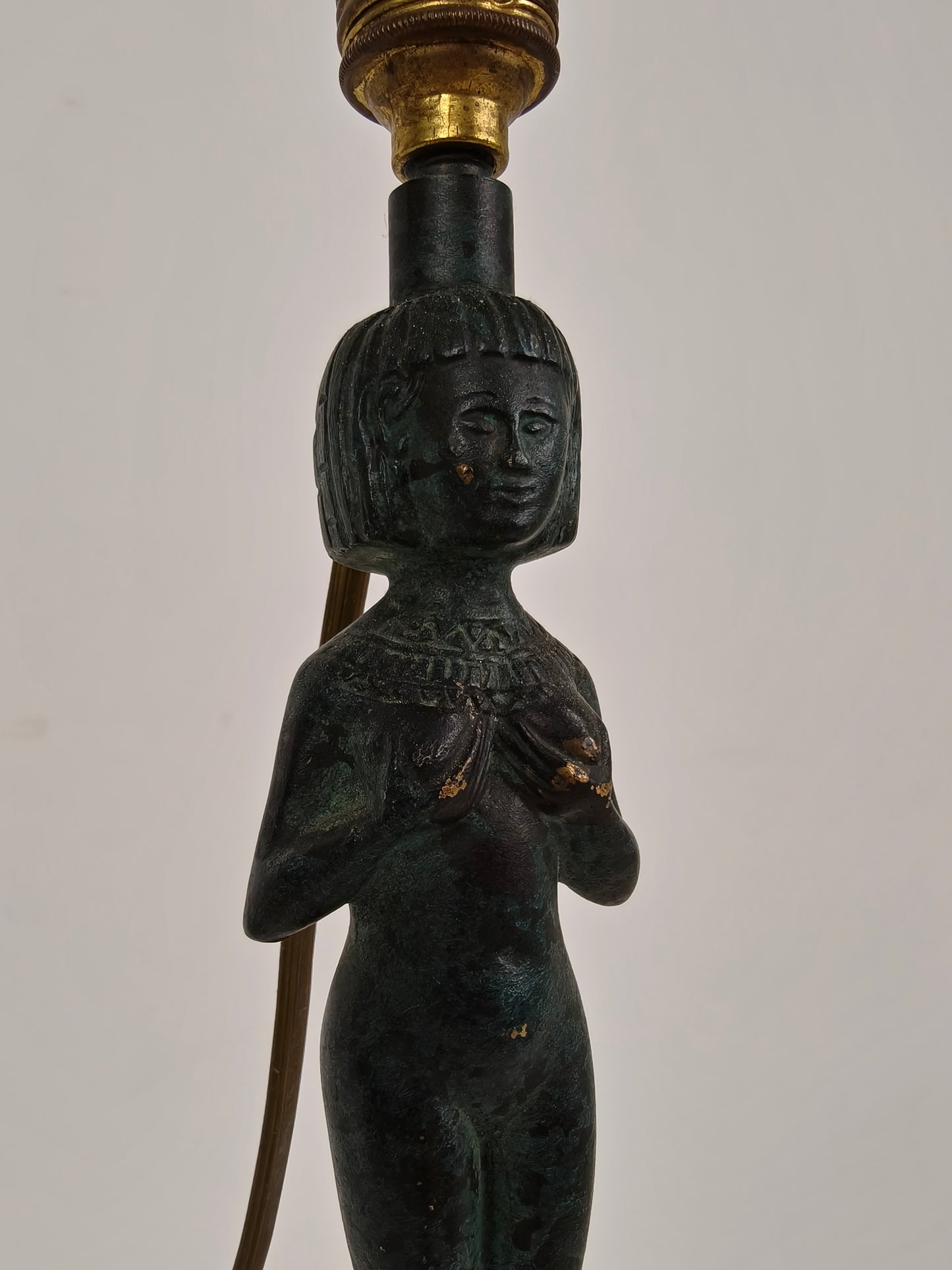 Beautiful Bronze Egyptian Lady Table Lamp 20th