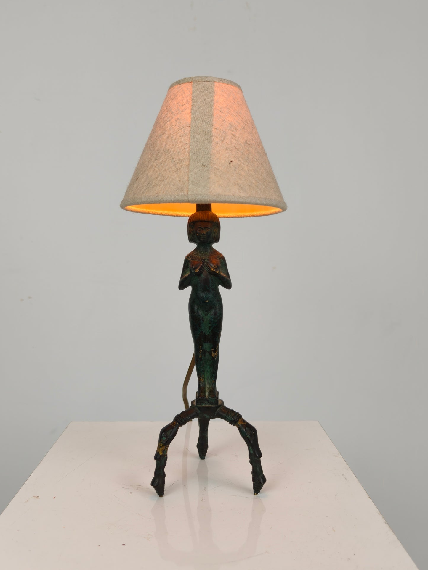 Beautiful Bronze Egyptian Lady Table Lamp 20th
