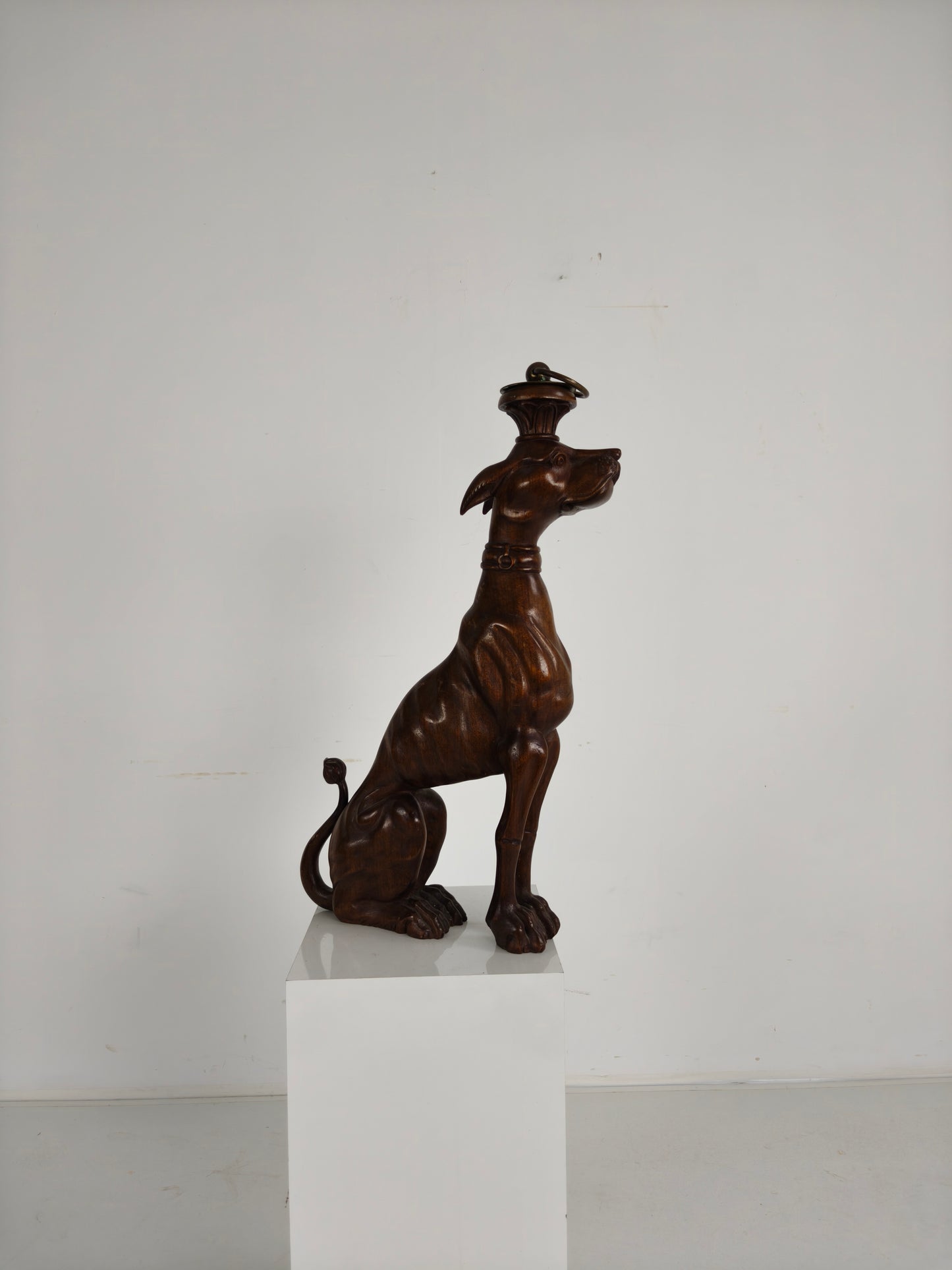 Hand-Carved Wooden Greyhound  Statue -20th Century