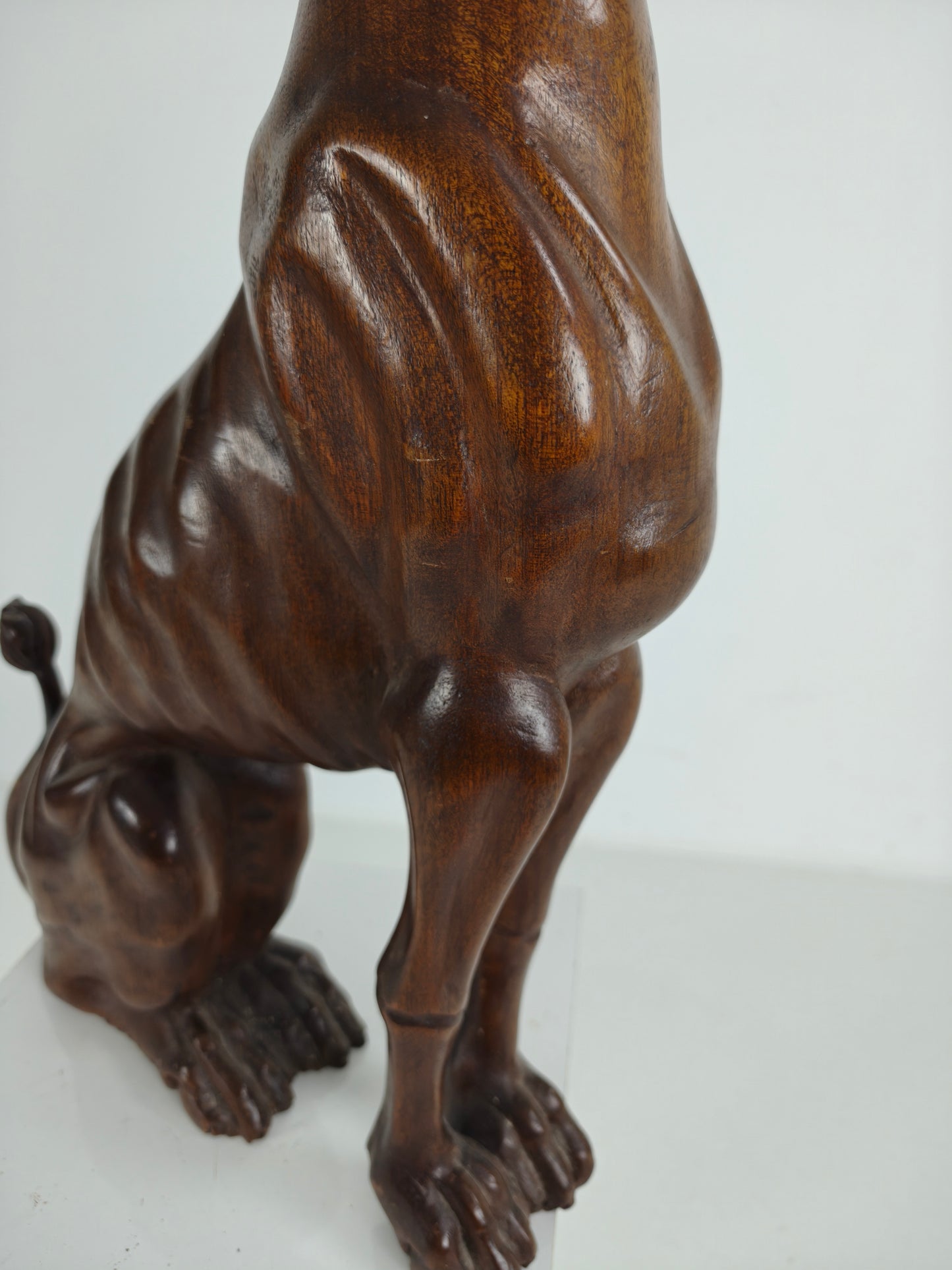 Hand-Carved Wooden Greyhound  Statue -20th Century