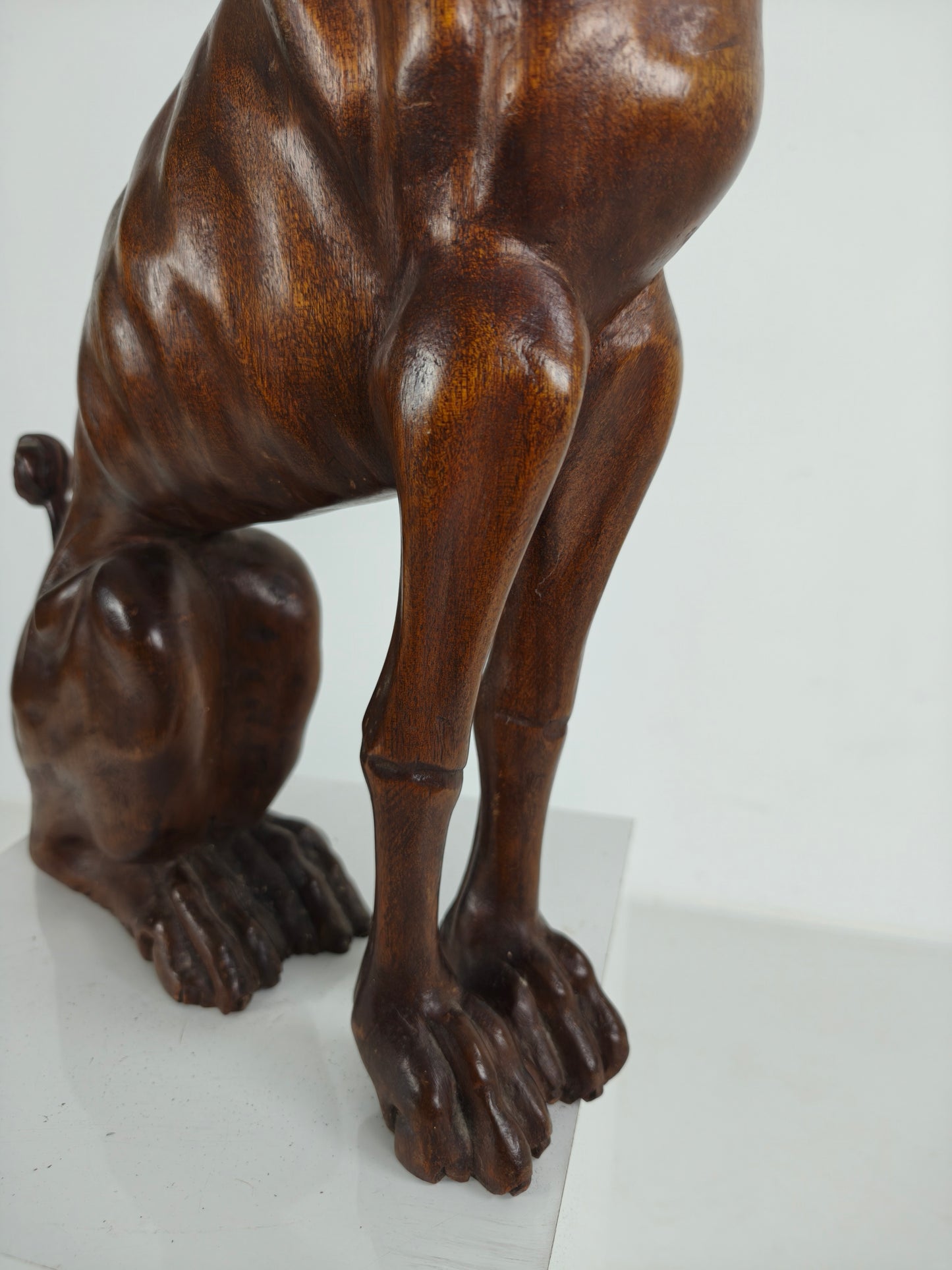Hand-Carved Wooden Greyhound  Statue -20th Century