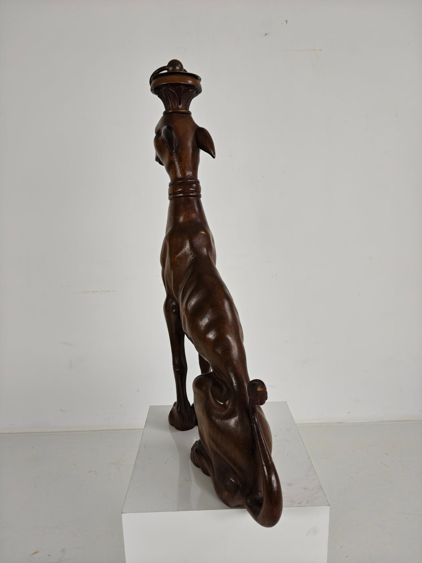 Hand-Carved Wooden Greyhound  Statue -20th Century