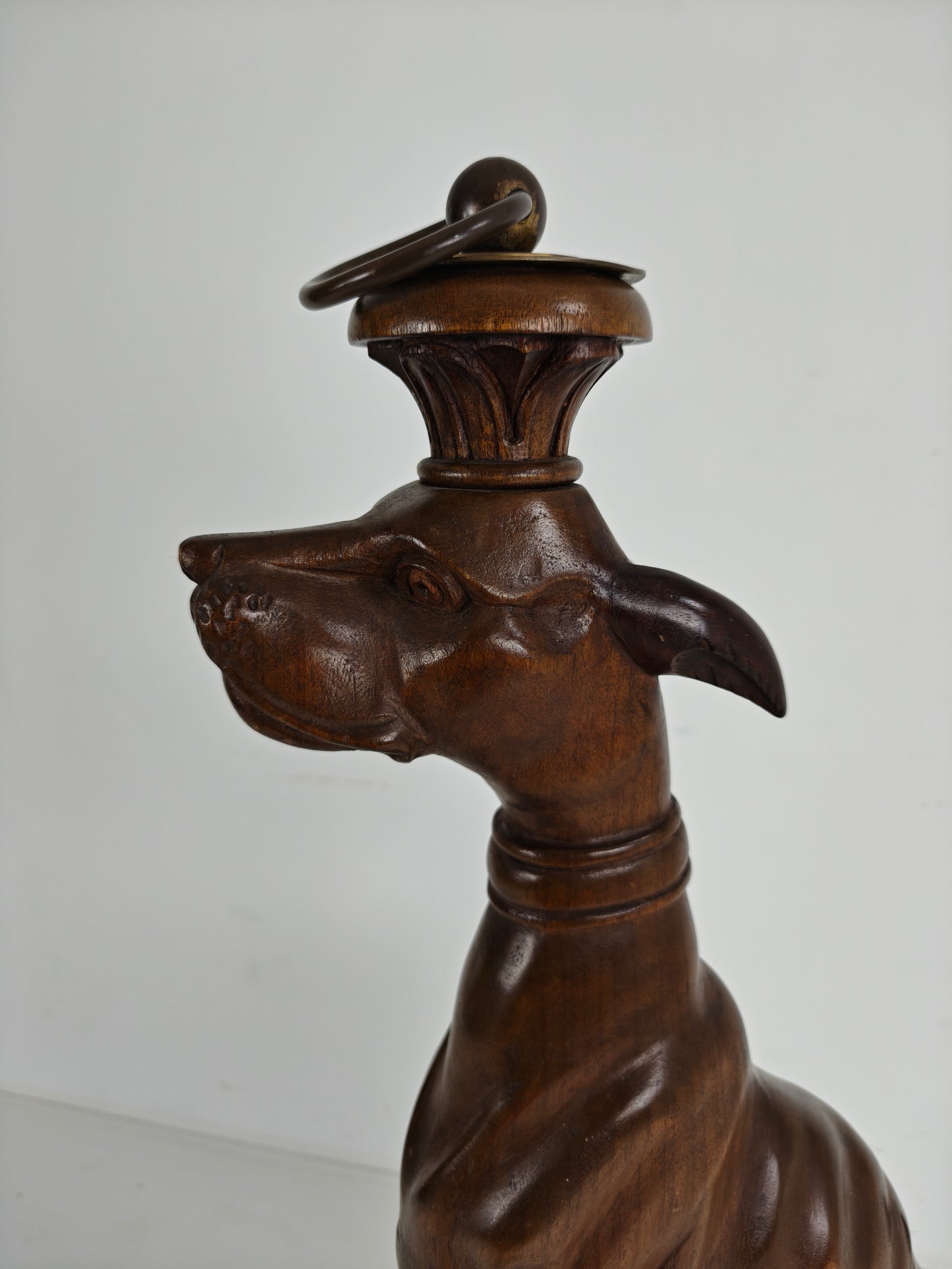 Hand-Carved Wooden Greyhound  Statue -20th Century
