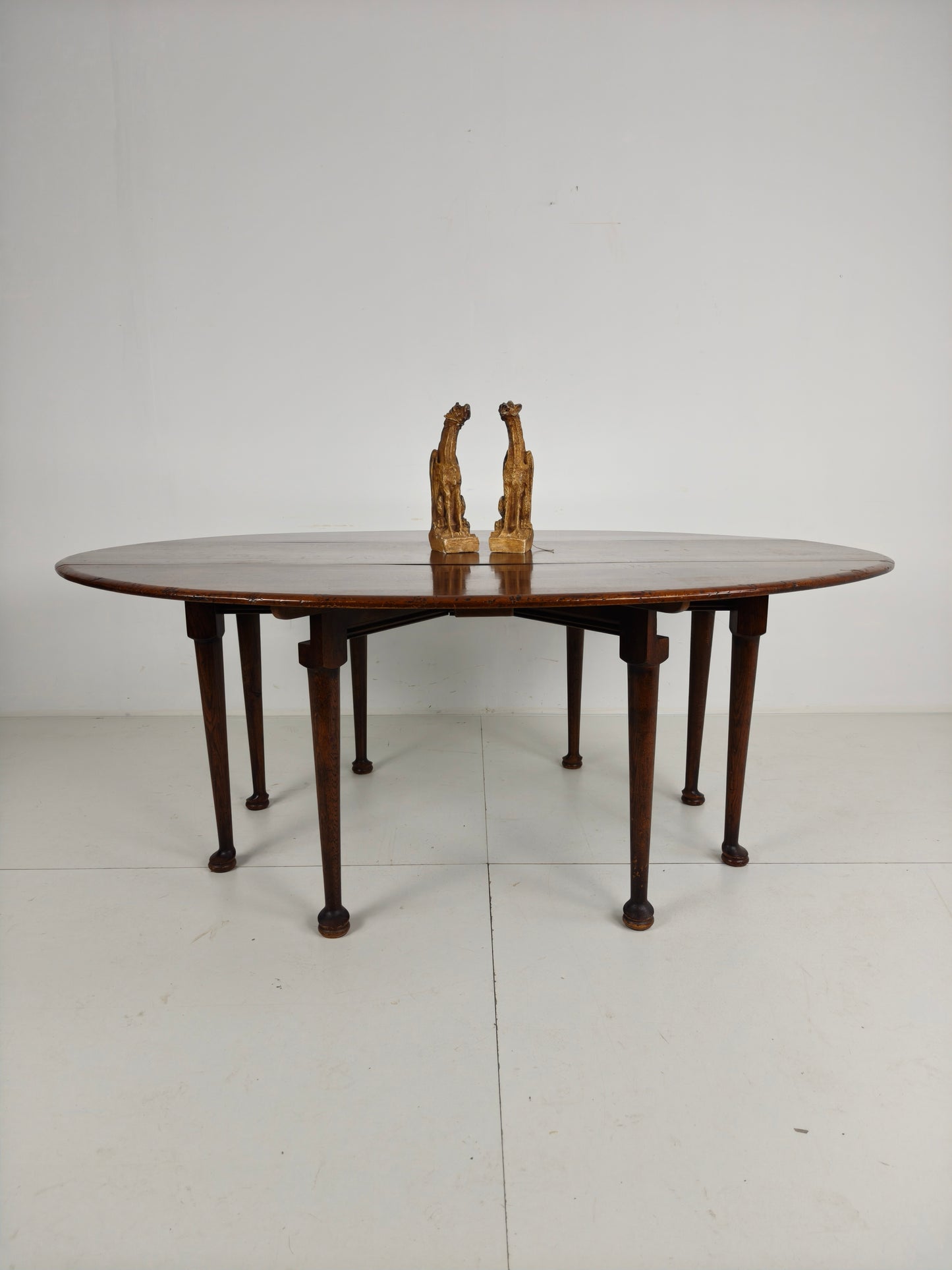 Antique English Drop-Leaf Dining Table – Victorian – 8 Legs – Oval Shape – Seats 8