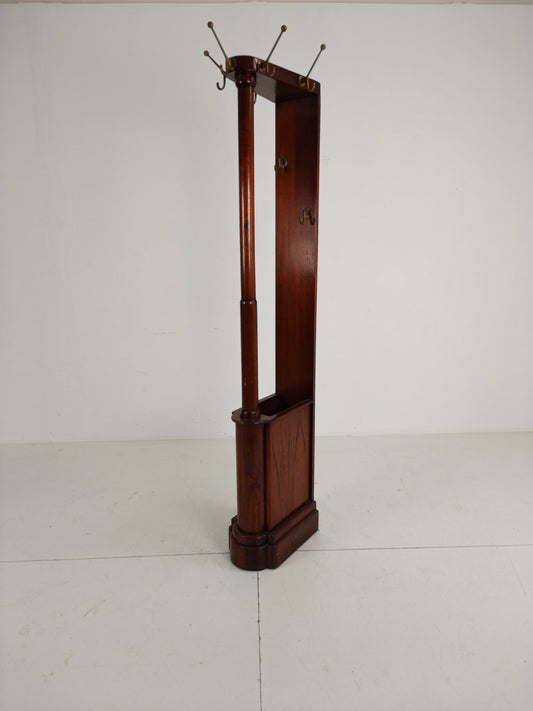 Elegant English Mahogany Coat Rack with Umbrella Stand – Art Deco Style