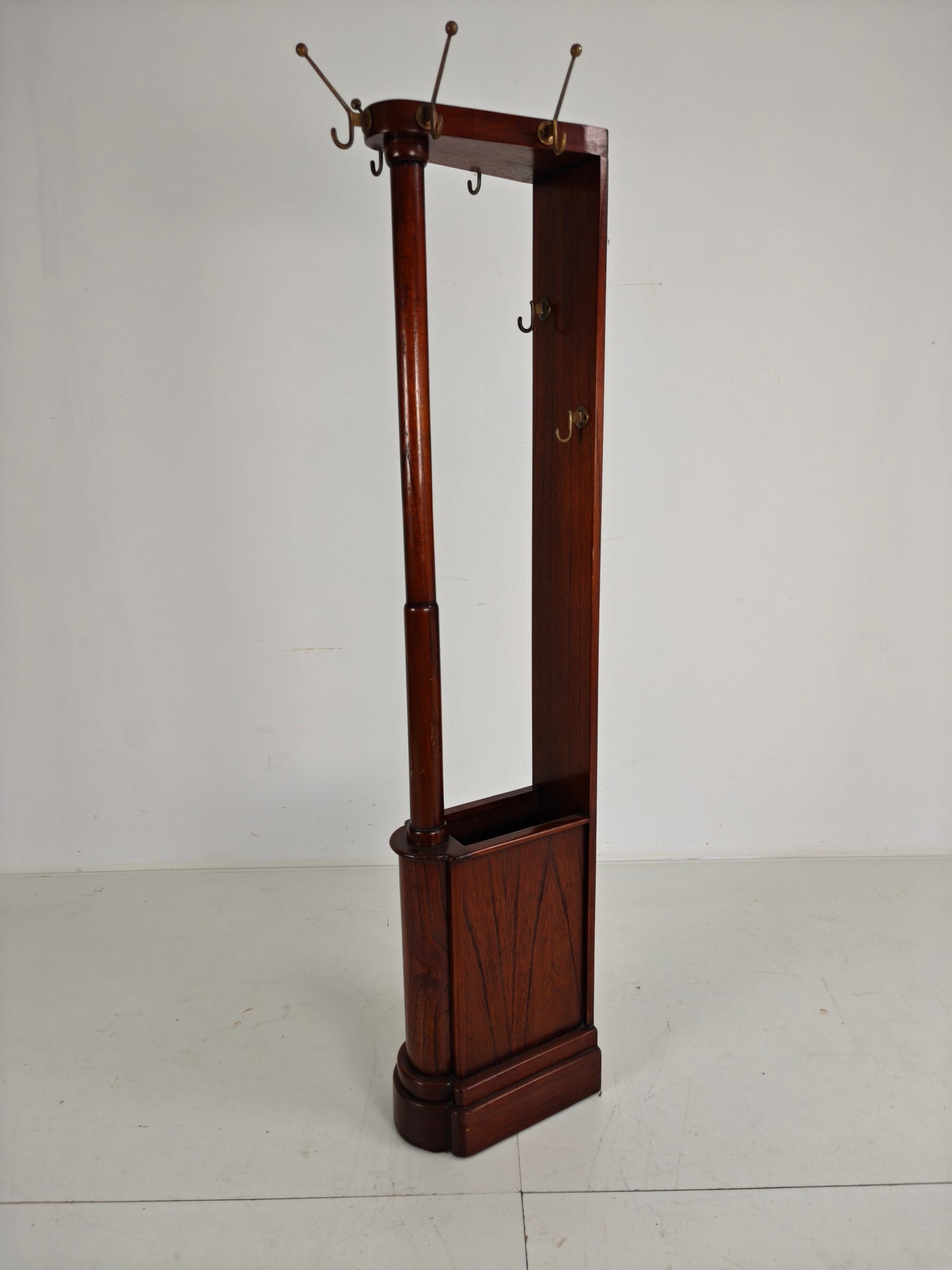 Elegant English Mahogany Coat Rack with Umbrella Stand – Art Deco Style