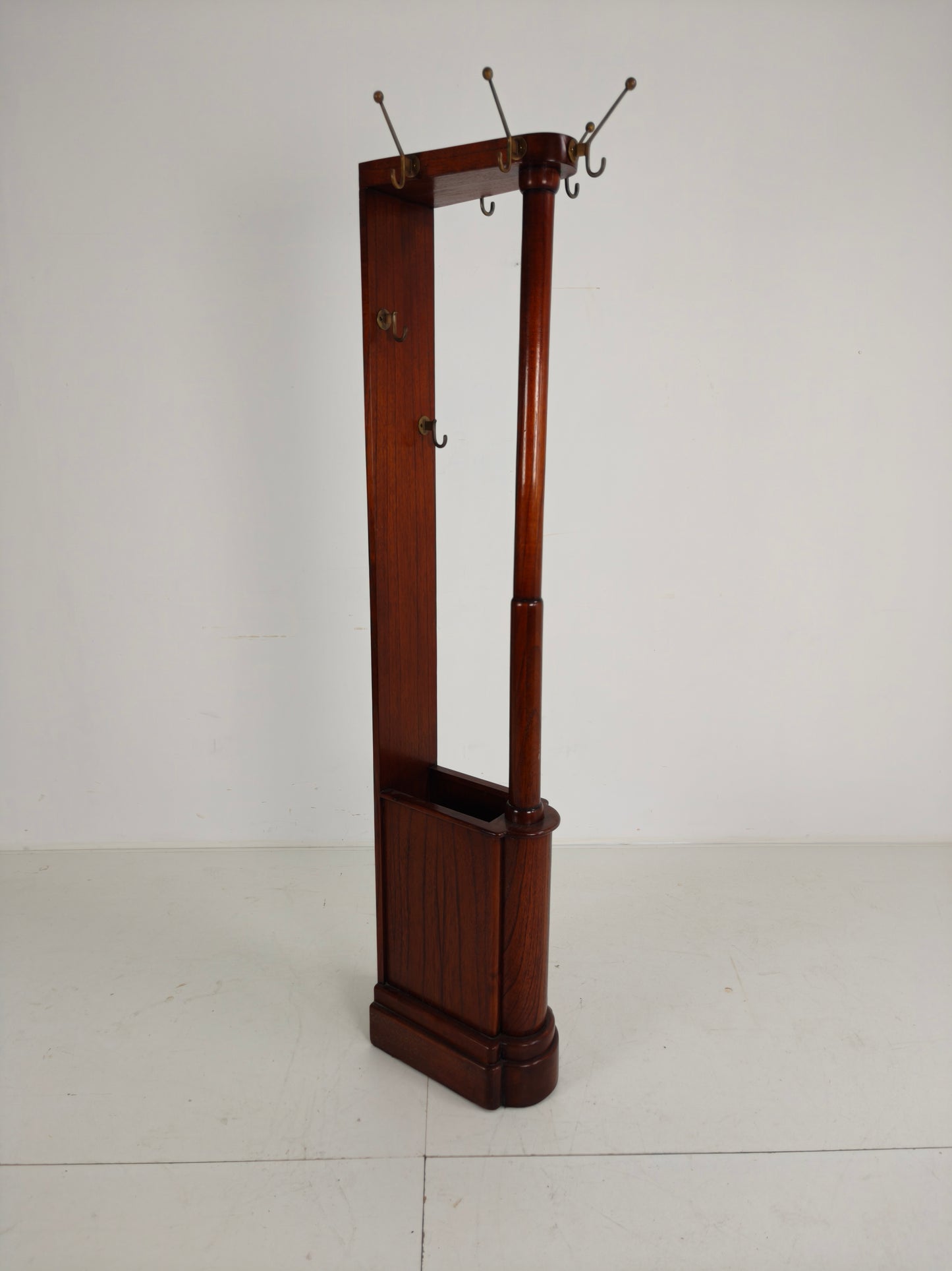 Elegant English Mahogany Coat Rack with Umbrella Stand – Art Deco Style