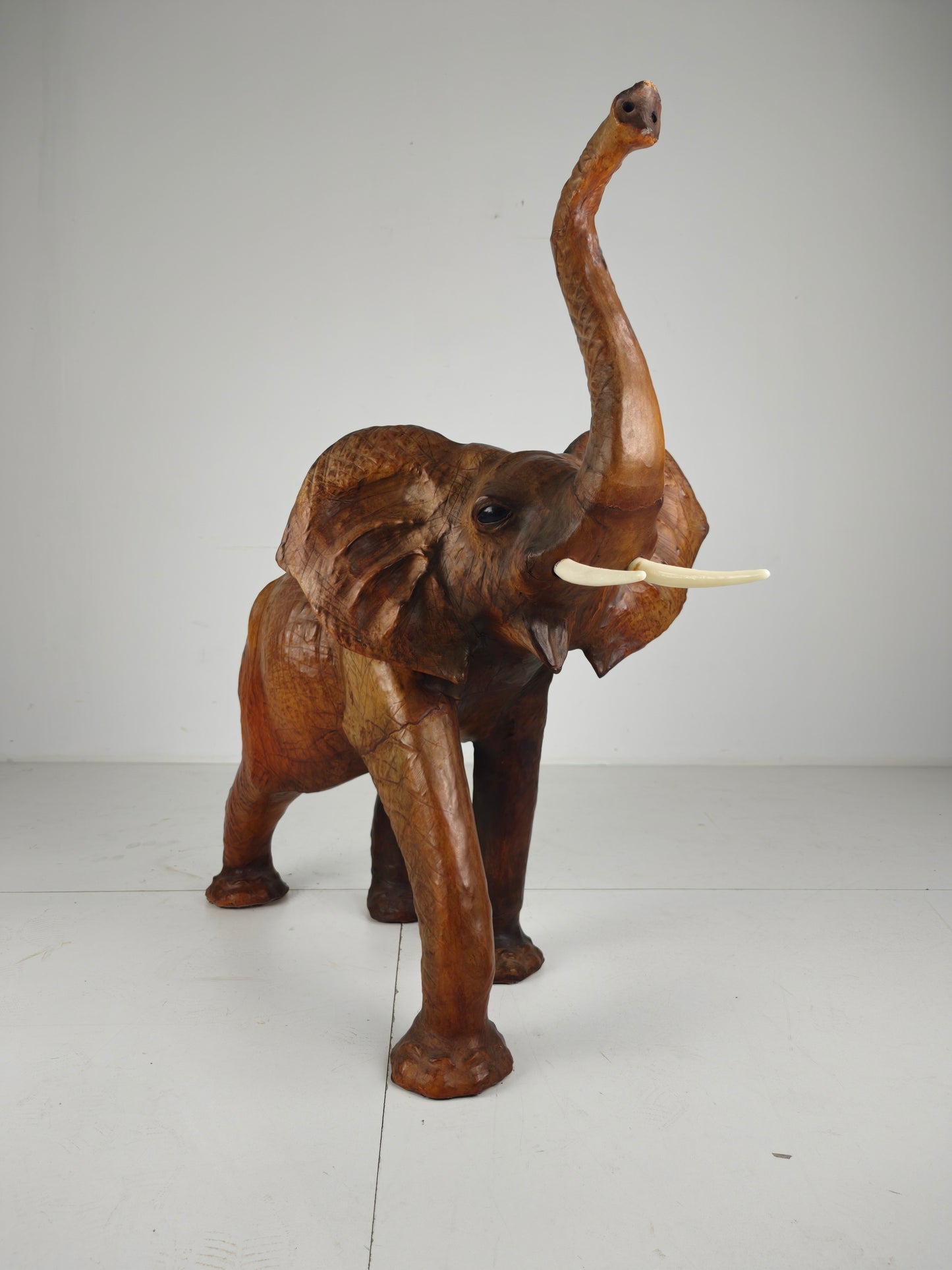 Magnificent Extra-Large Leather Elephant Sculpture – ca. 1950