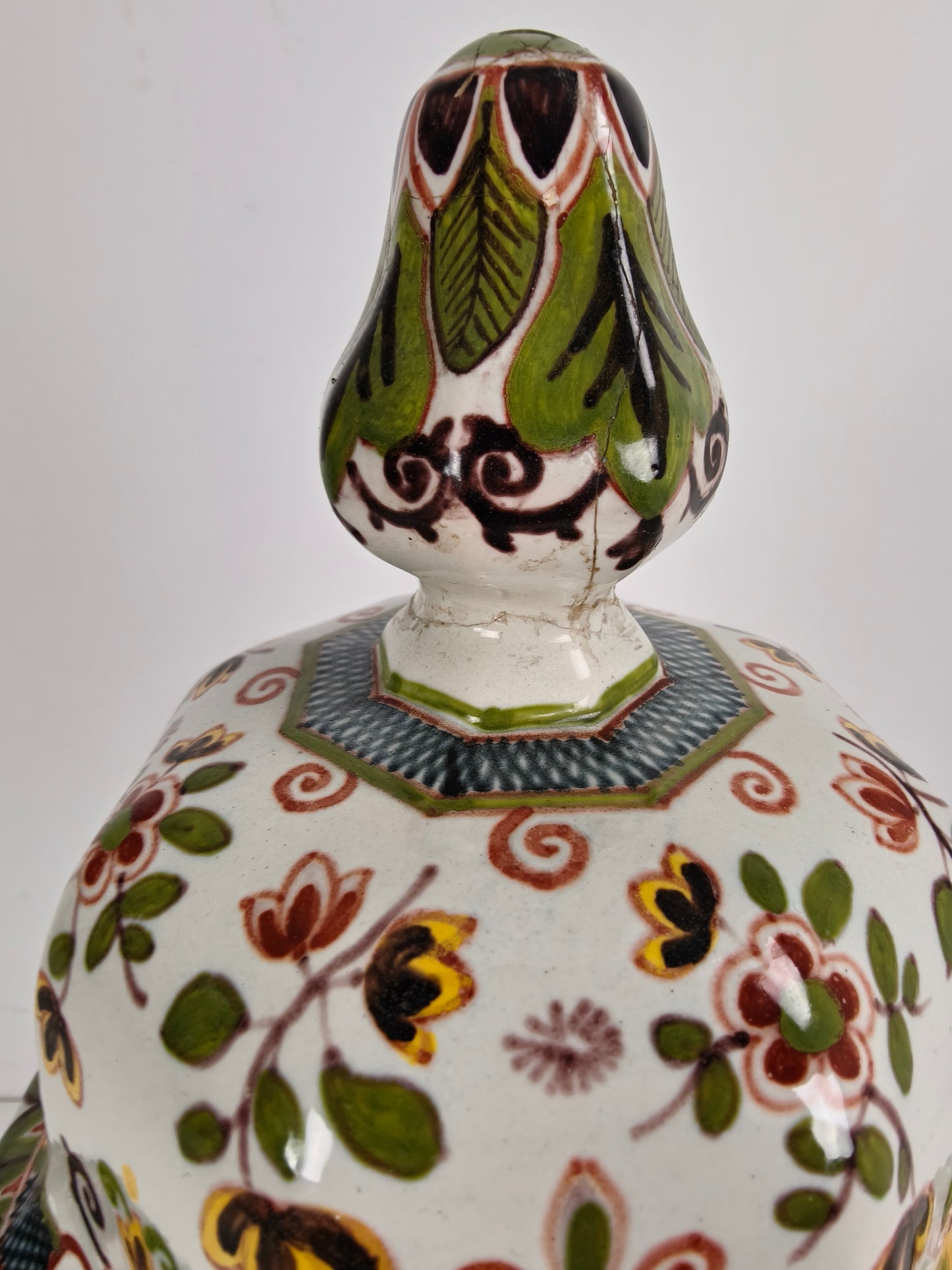 Makkum Tichelaar Lidded Pot, Hand-Painted Porcelain – Dutch