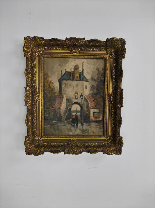 19th-Century Oil Painting – City Gate of Harderwijk, The Netherlands