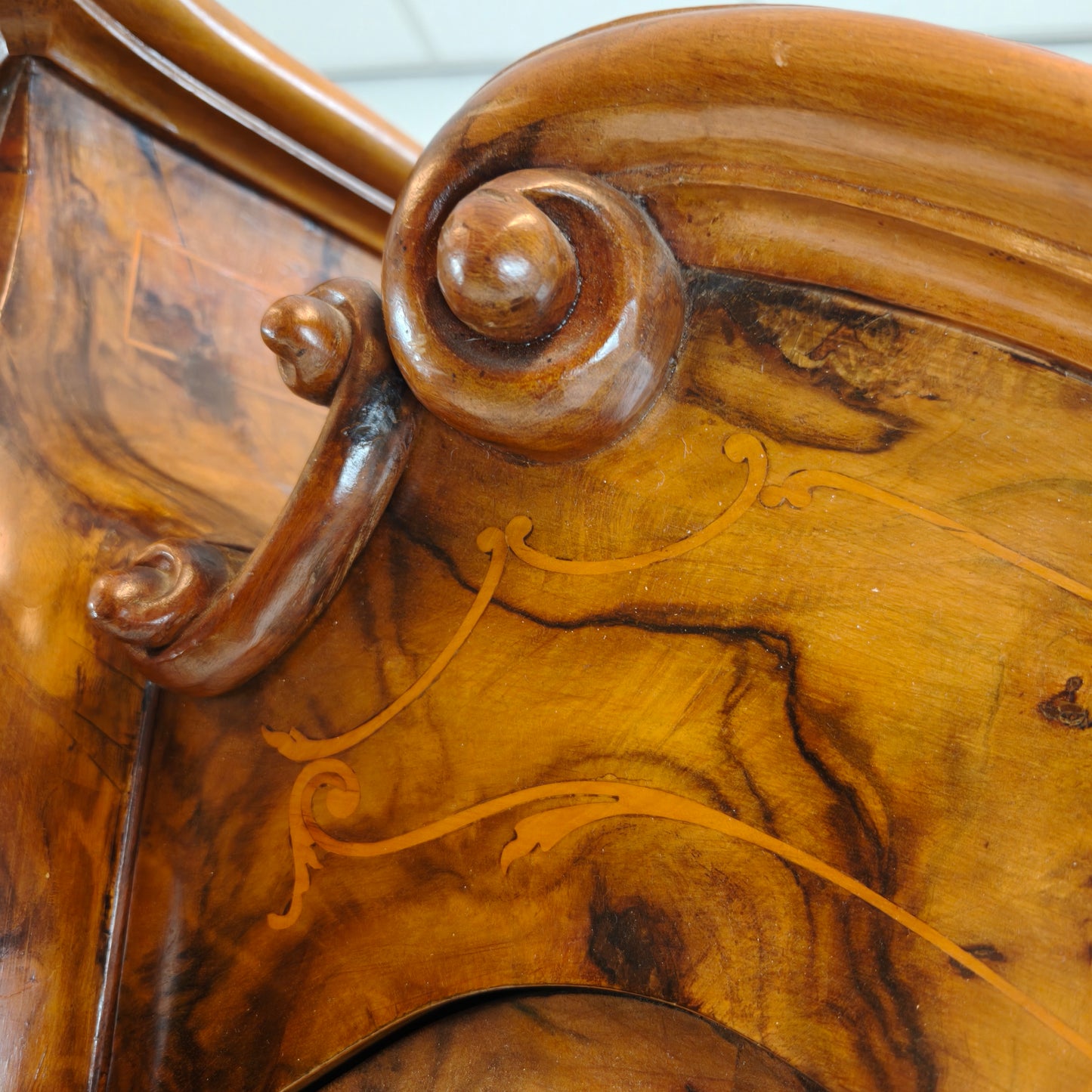 Large Antique Italian Armoire / Wardrobe – Burl Walnut, Bombé Shape