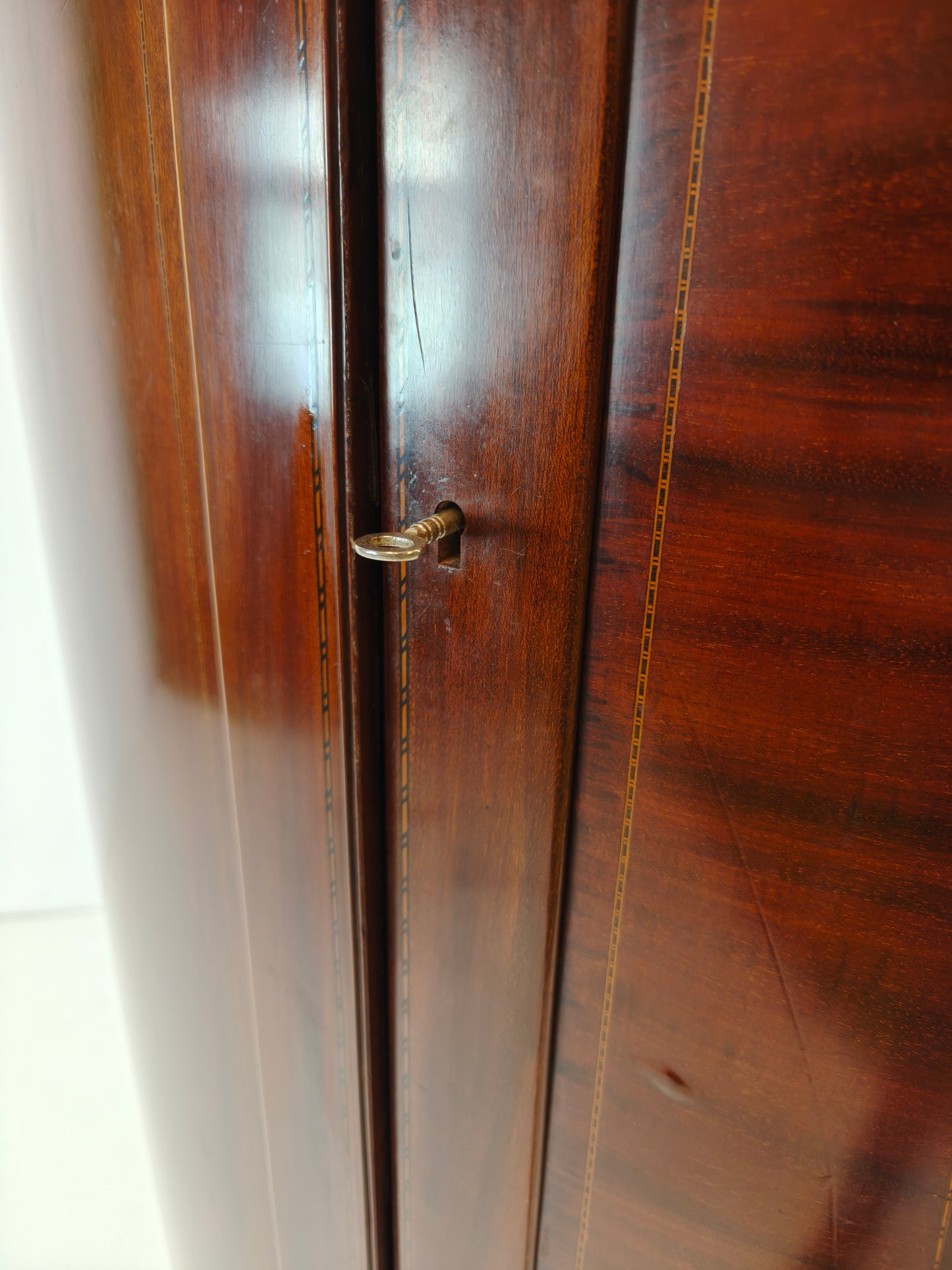 Edwardian Mahogany Bow-Fronted Wardrobe by Maple & Co