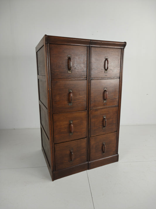 Solid Oak Double Archive Cabinet – Dutch, 1920–1940