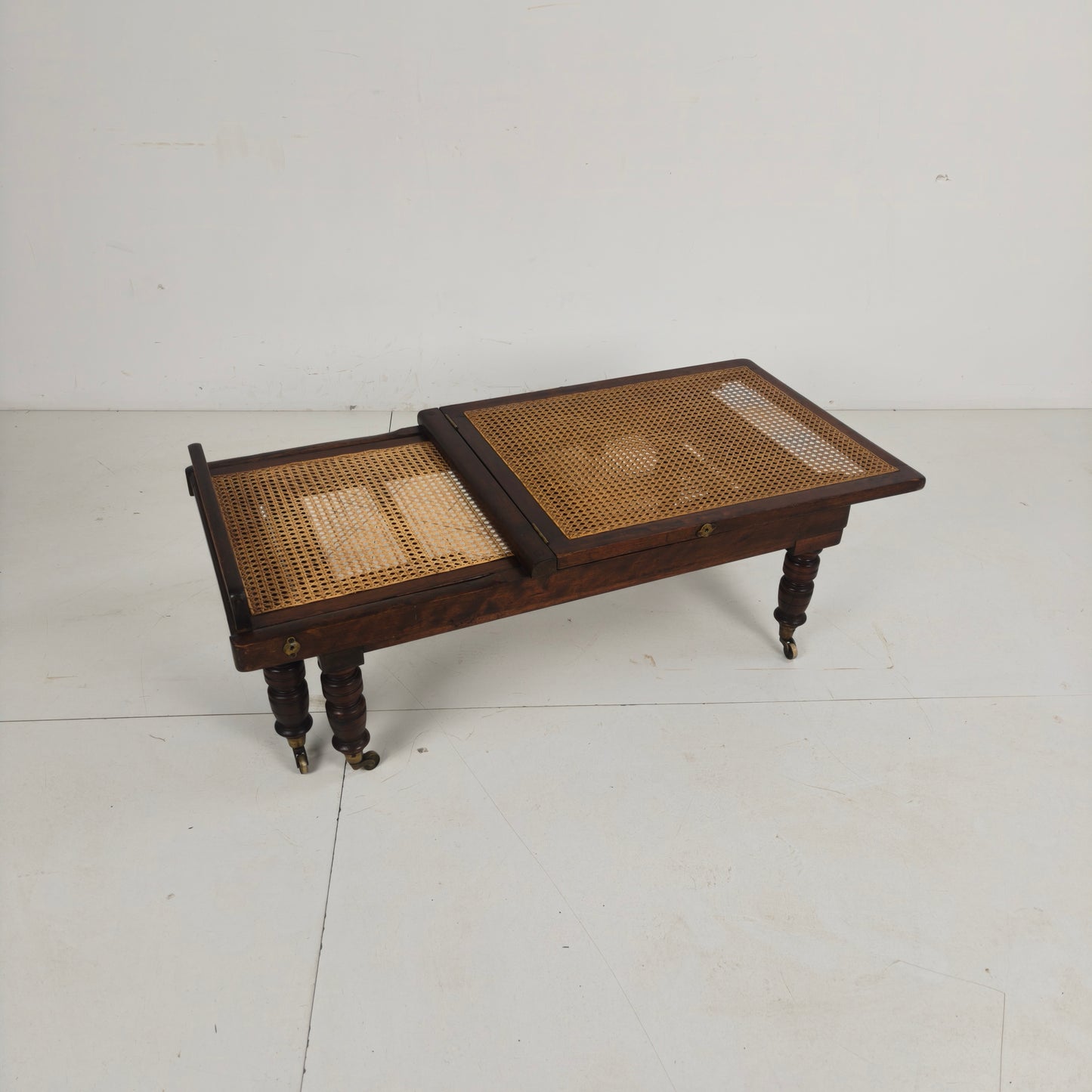 Late 19th Century English Oak Campaign Daybed with Original Cane Webbing