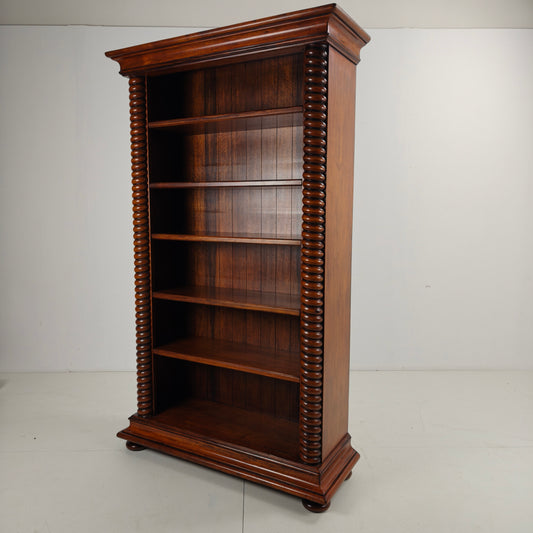Barley Twist Open Bookcase – Solid Walnut, circa 1930