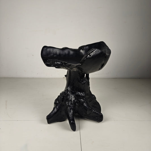 Mid-Century Black Tree Stump Chair