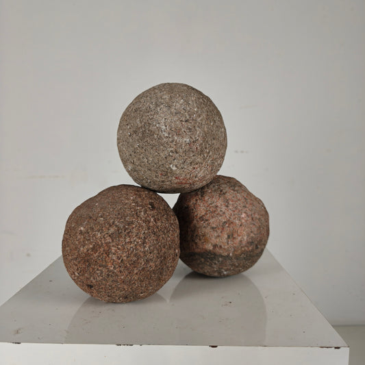 Set of three stone cannonballs – Northern Europe, 15th–16th century Netherlands