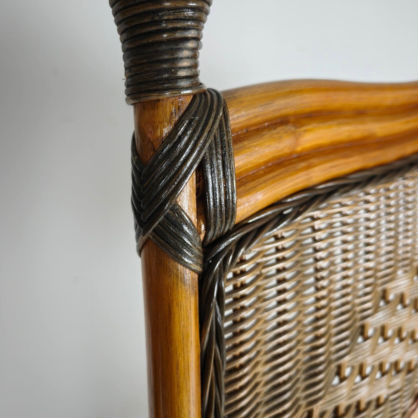 1970s Three-Panel Rattan Room Divider with Wicker Panels